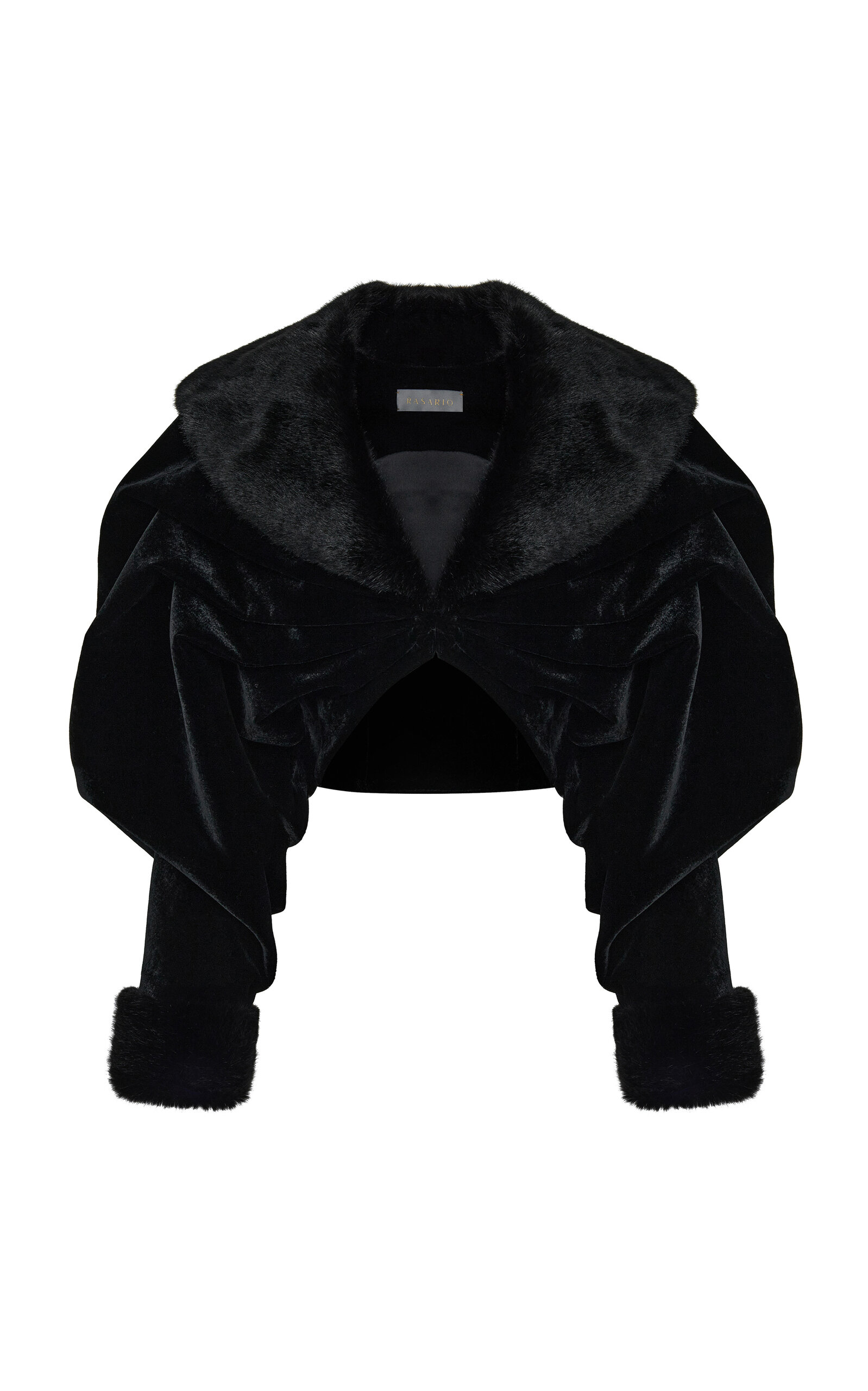 Rasario Cropped Velvet & Faux Fur Coat | Thumbnail 6