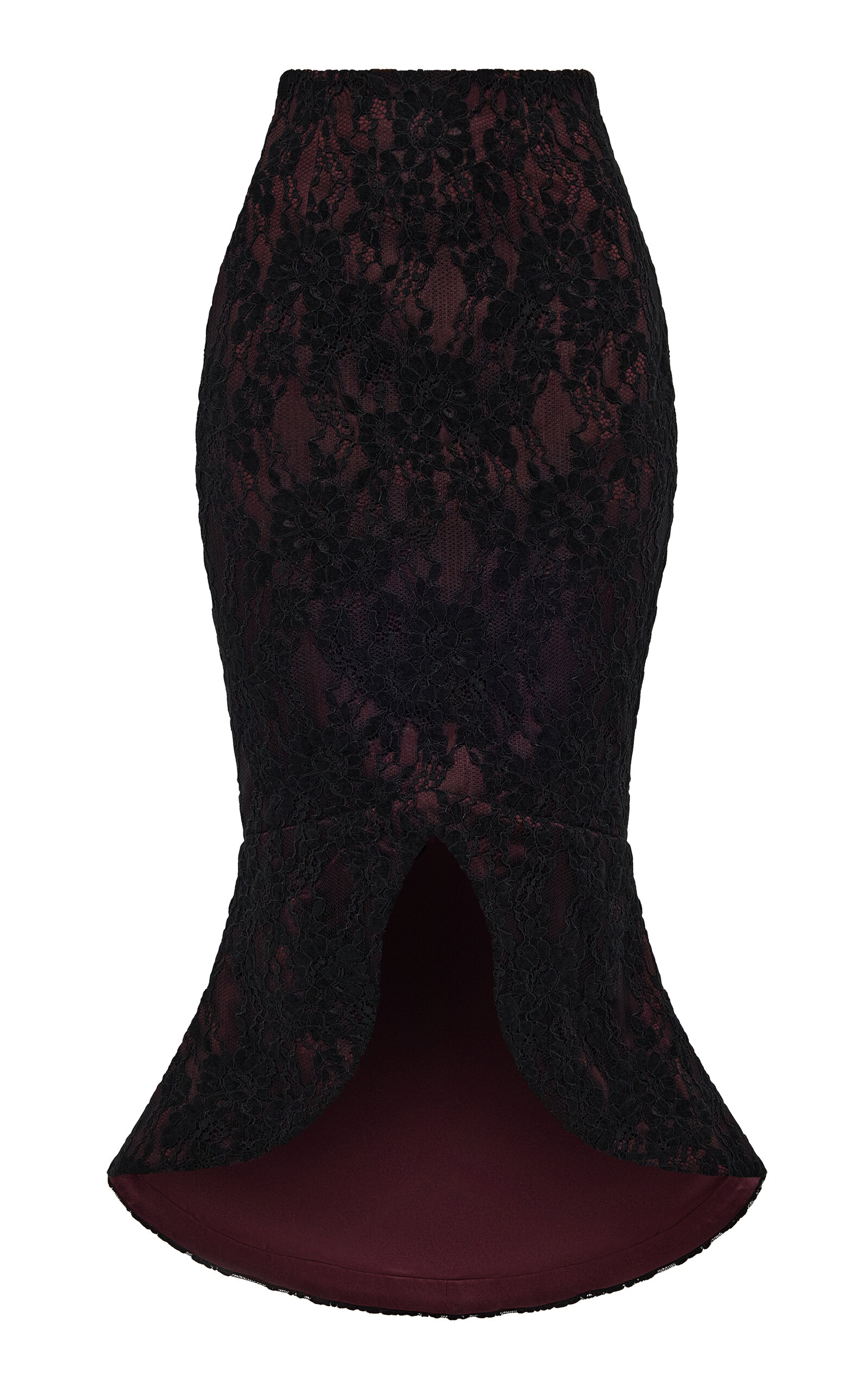 Rasario Asymmetric Lace & Satin Midi Skirt - Moda Operandi