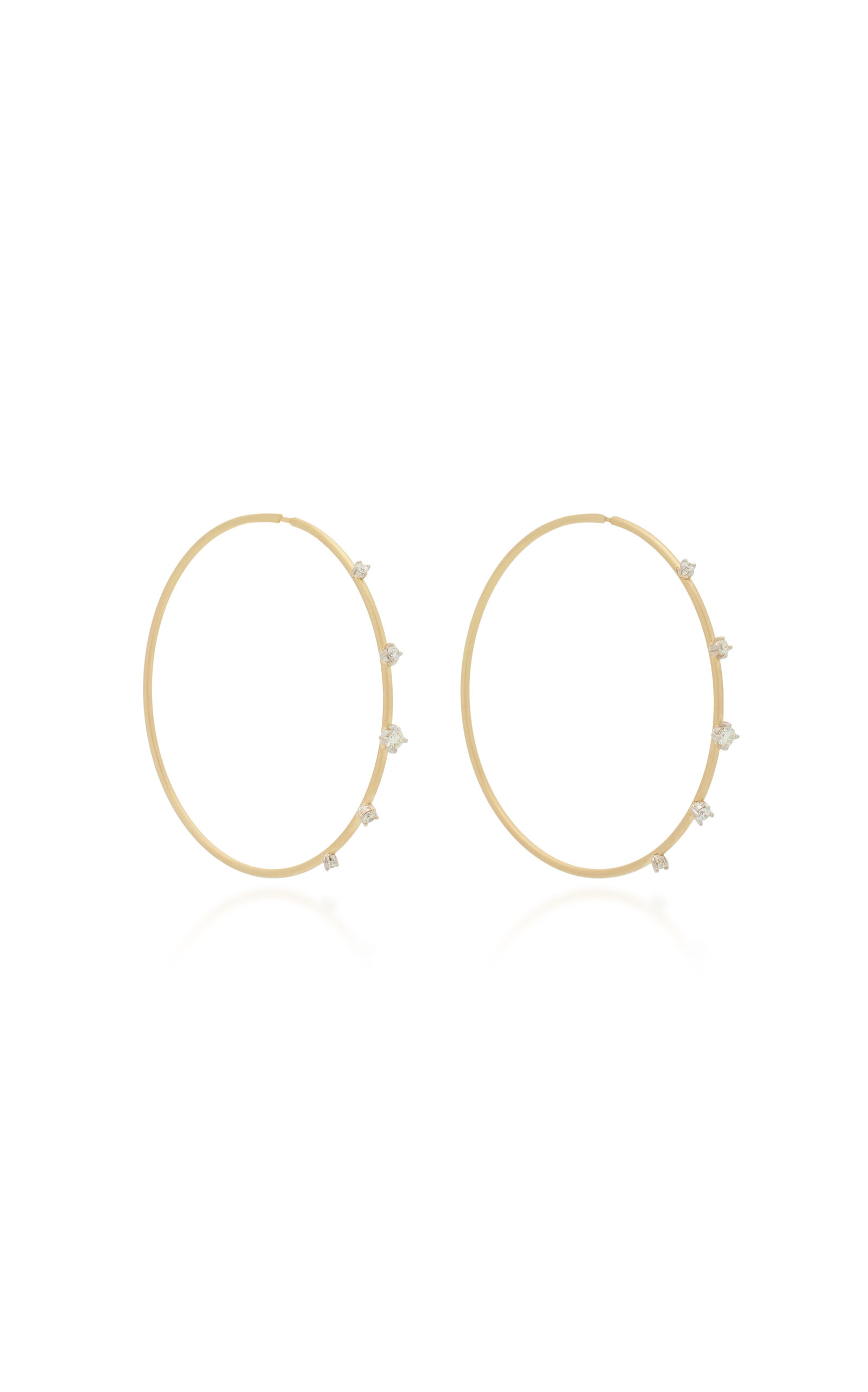 Solar 14K Gold Diamond Hoop Earrings