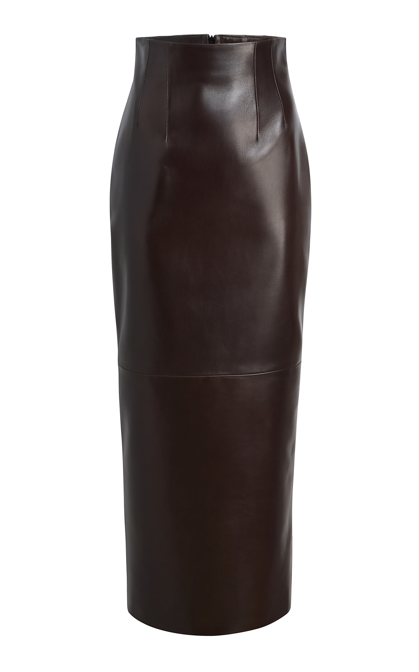 Khaite Loxley High-rise Plonge Leather Maxi Skirt In Brown