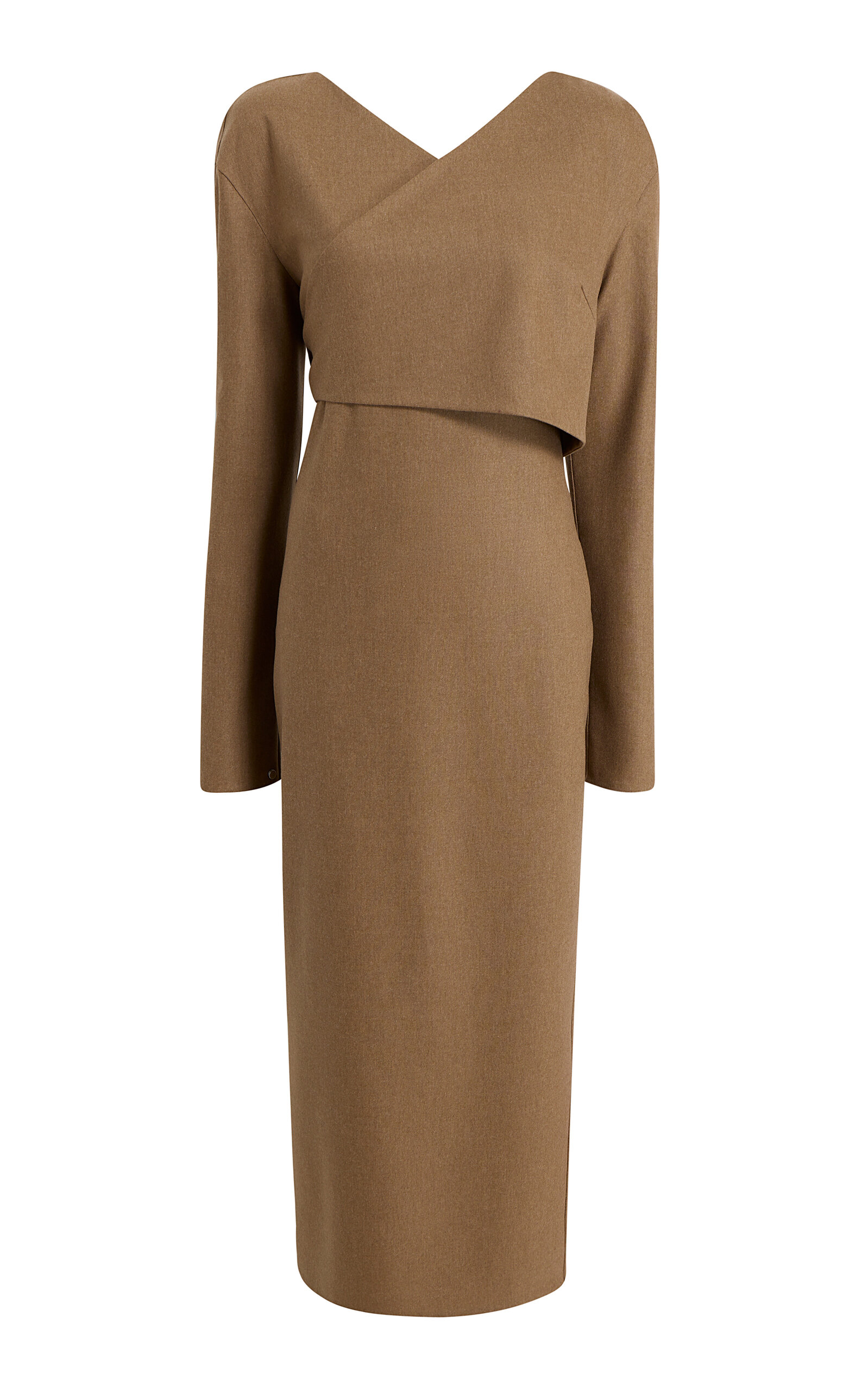 Khaite Aubrey Wrap-Front Wool Midi Dress