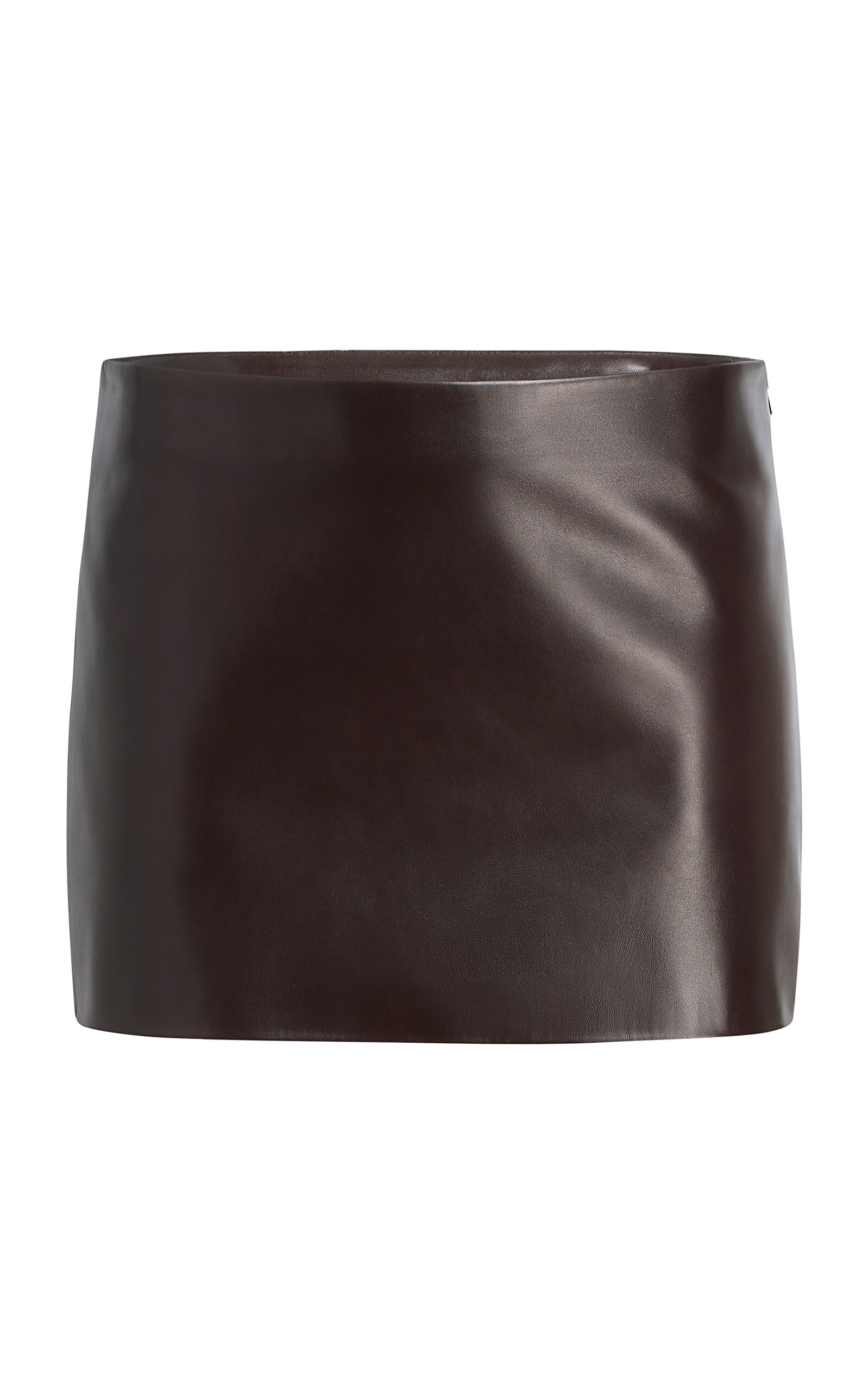 Khaite Jett Mid-Rise Plonge-Leather Mini Skirt