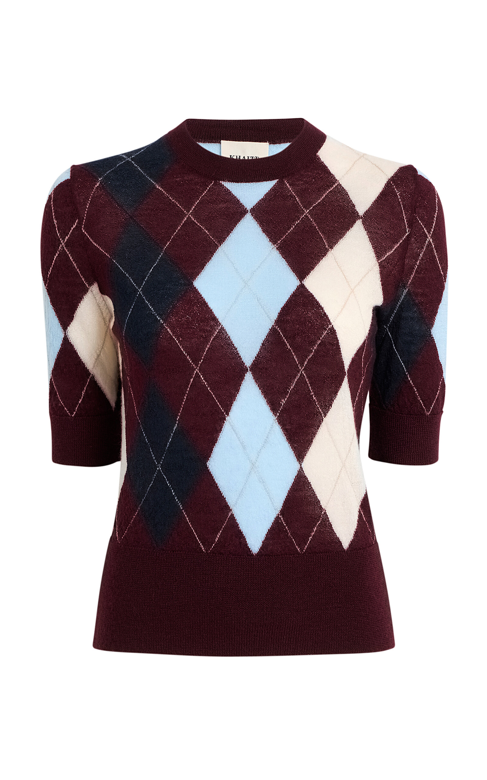 Khaite Anders Argyle Cashmere-blend Top In Burgundy