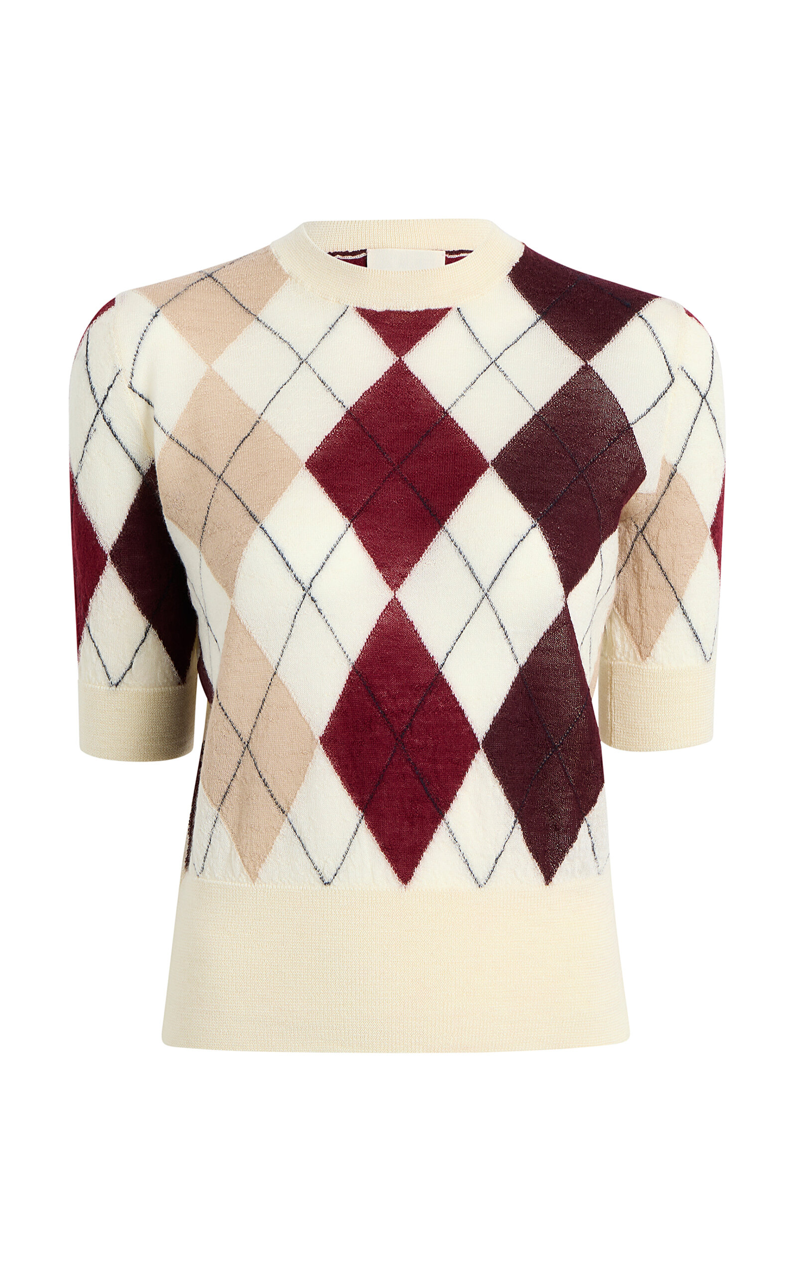 Khaite Anders Argyle Cashmere-blend Top In Ivory
