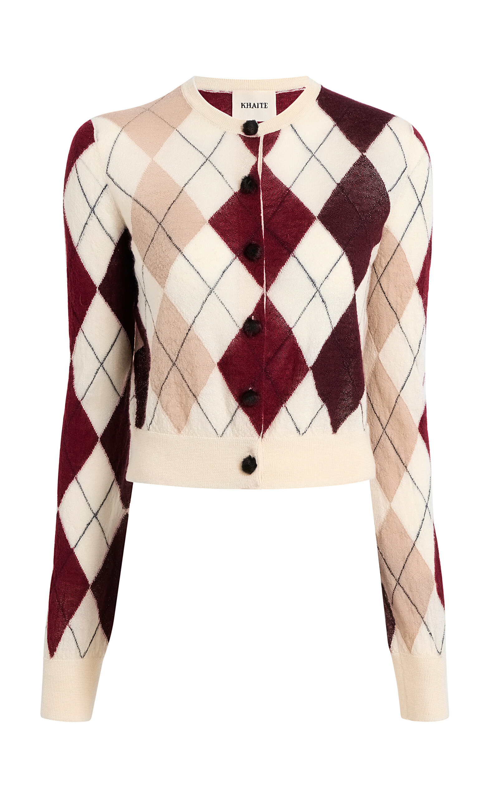 Khaite Charli Argyle-Knit Cashmere-Blend Cardigan