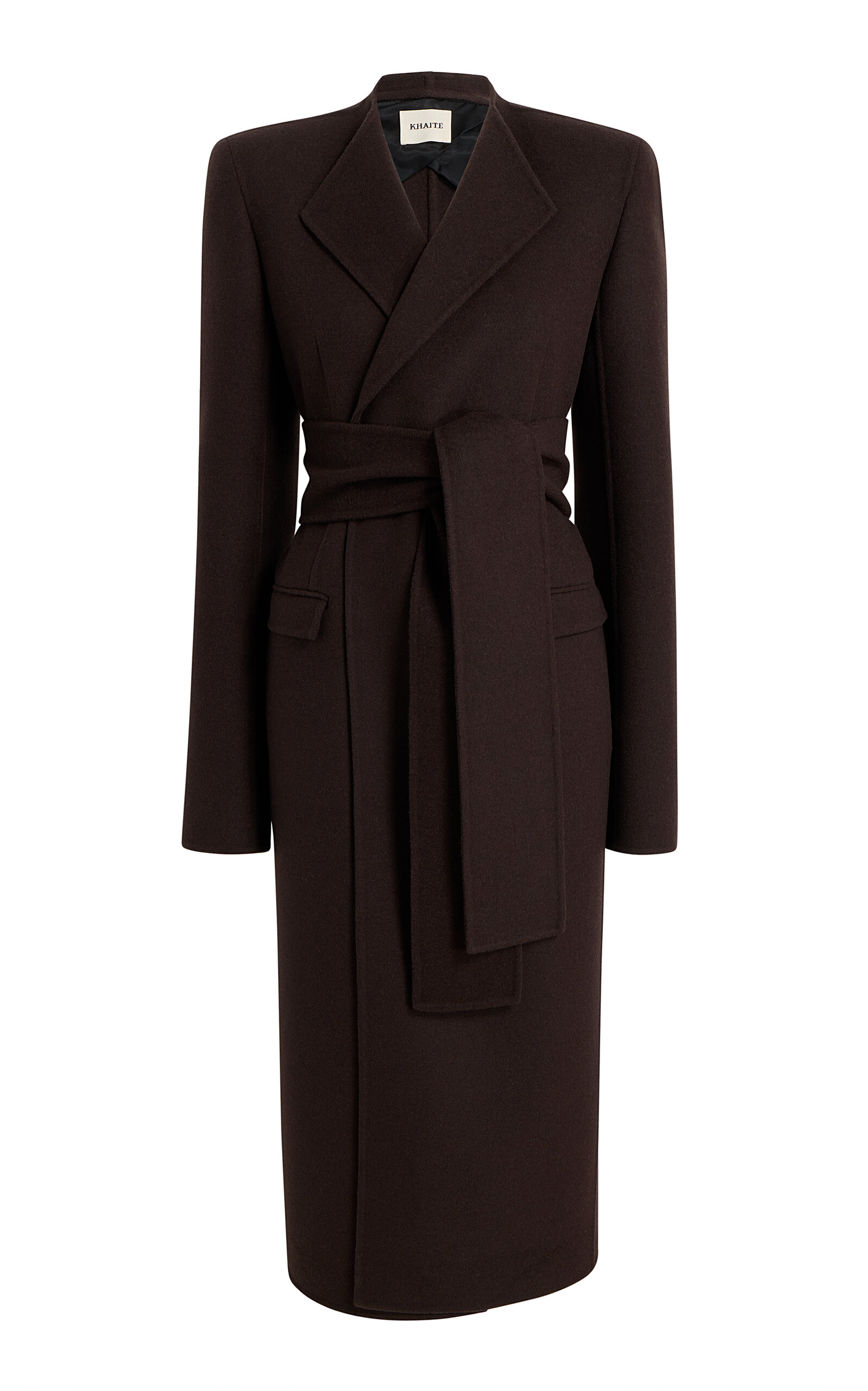 Khaite Jelson Belted Double-faced-wool Coat In Brown