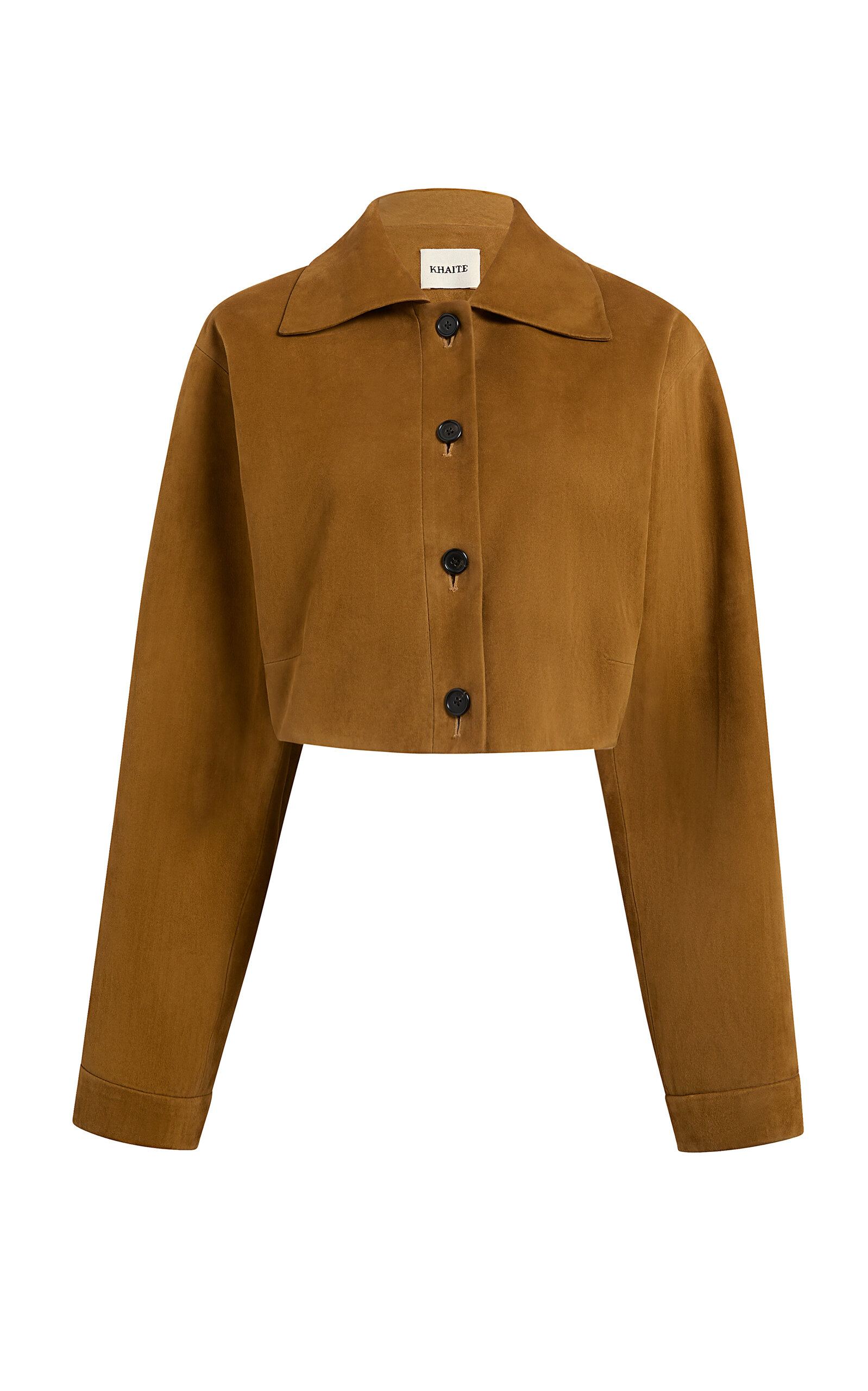 Khaite Sue Cropped Suede Jacket In Gold