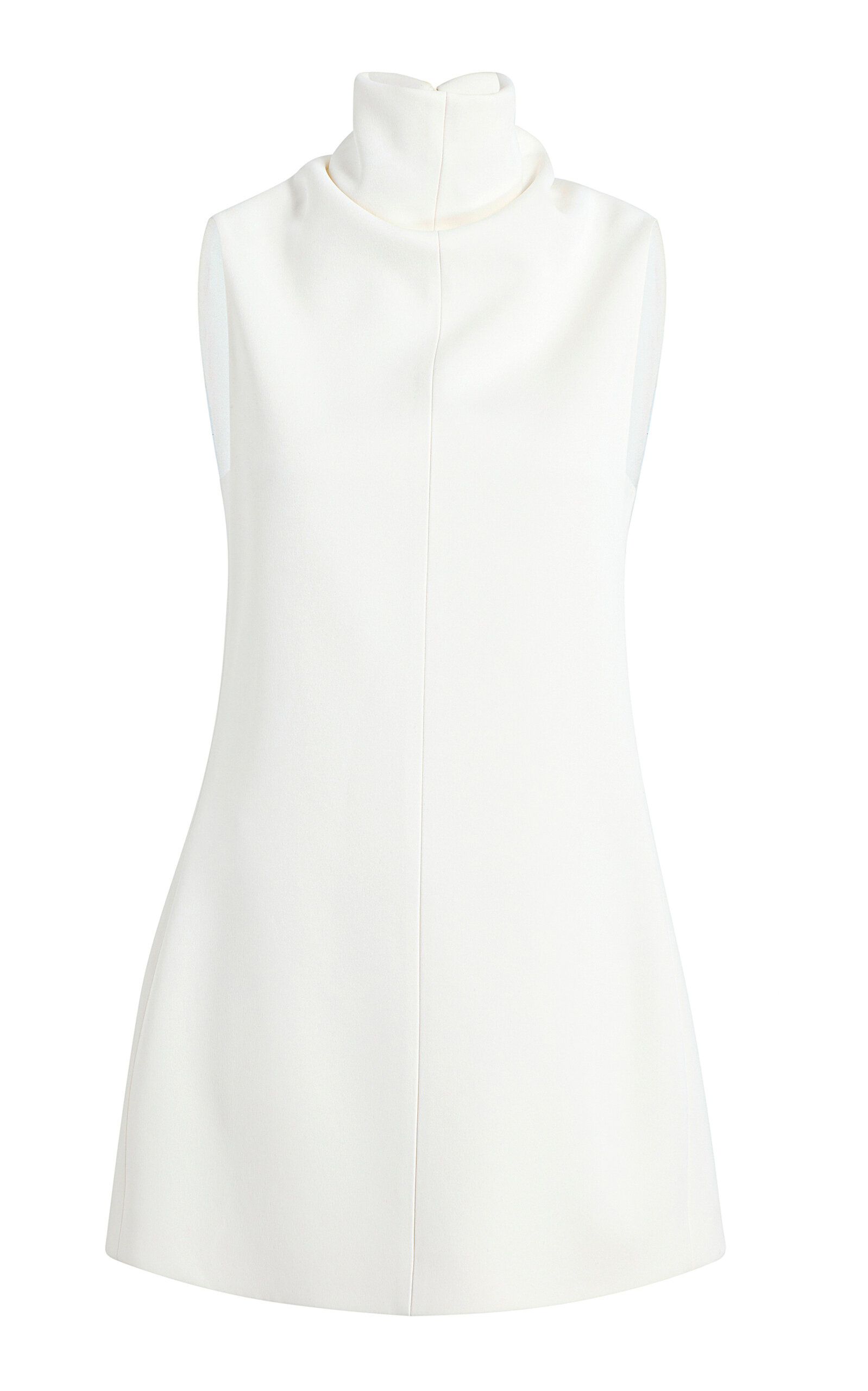 Khaite Daria Turtleneck Crepe-satin Mini Dress In Off-white