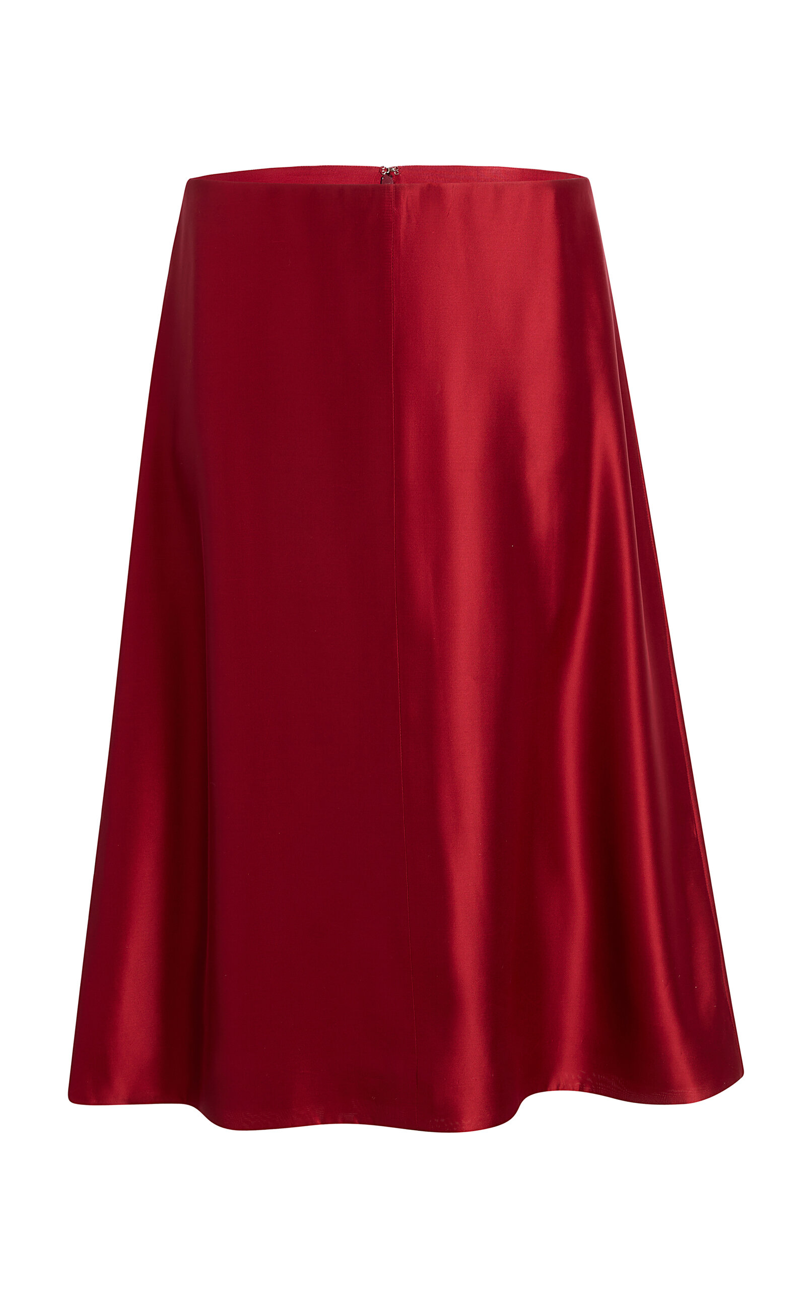 Khaite Nania Mid-Rise Silk-Twill Knee-Length Skirt