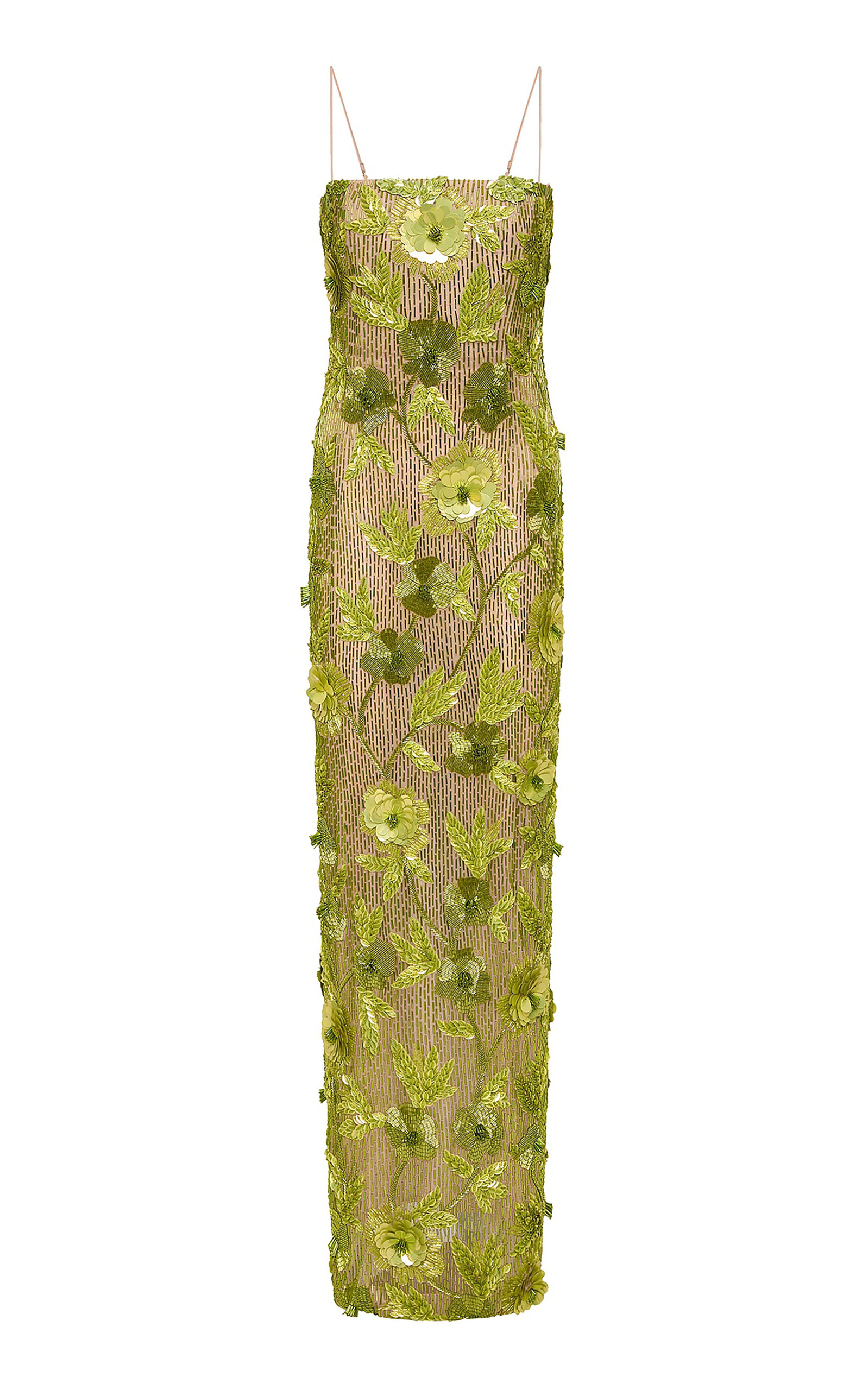 Rachel Gilbert Pierre Embellished Gown In Lime Green