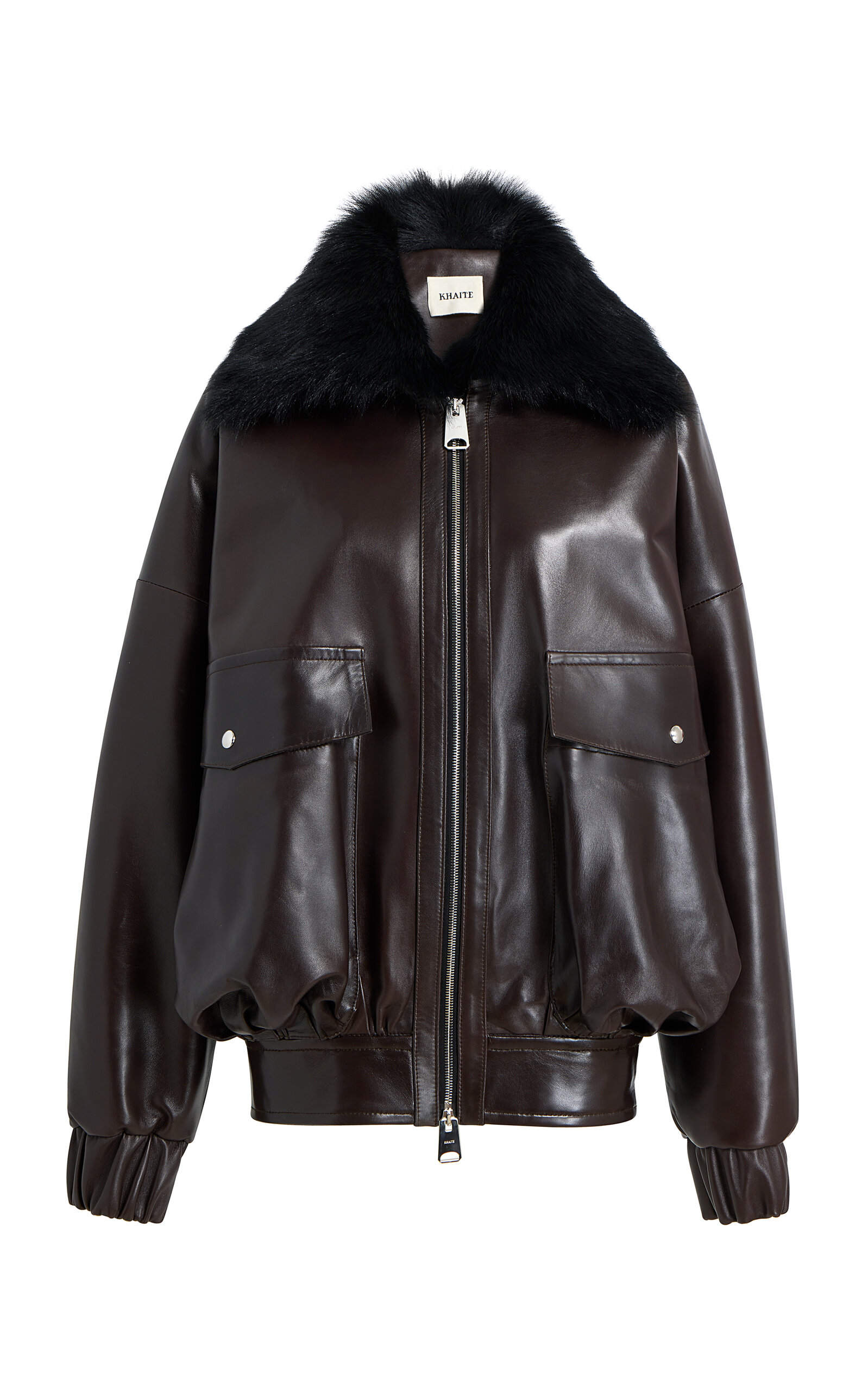 Khaite Daemon Shearling-trimmed Leather Jacket In Brown