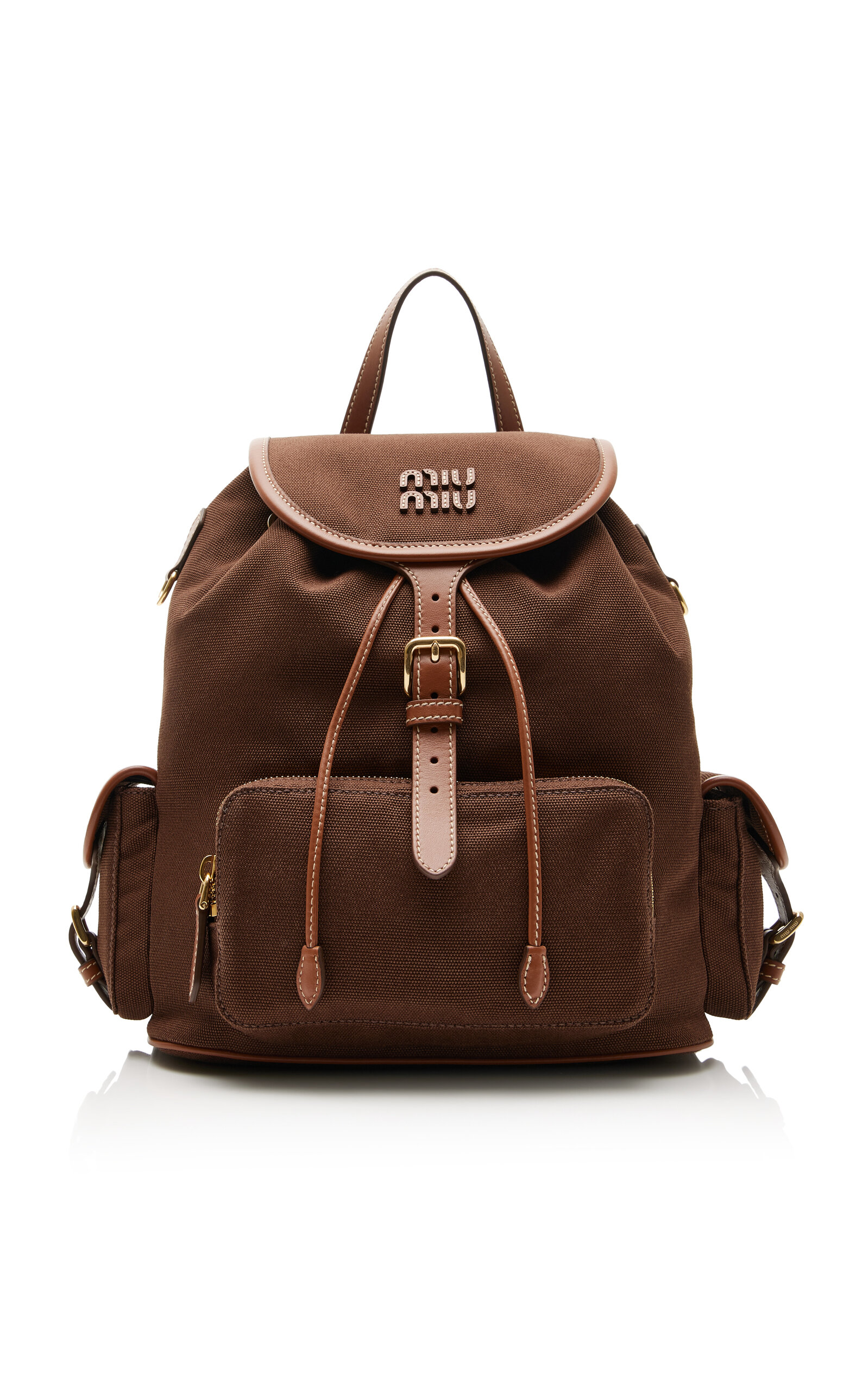 Miu Miu Canvas Backpack In Brown