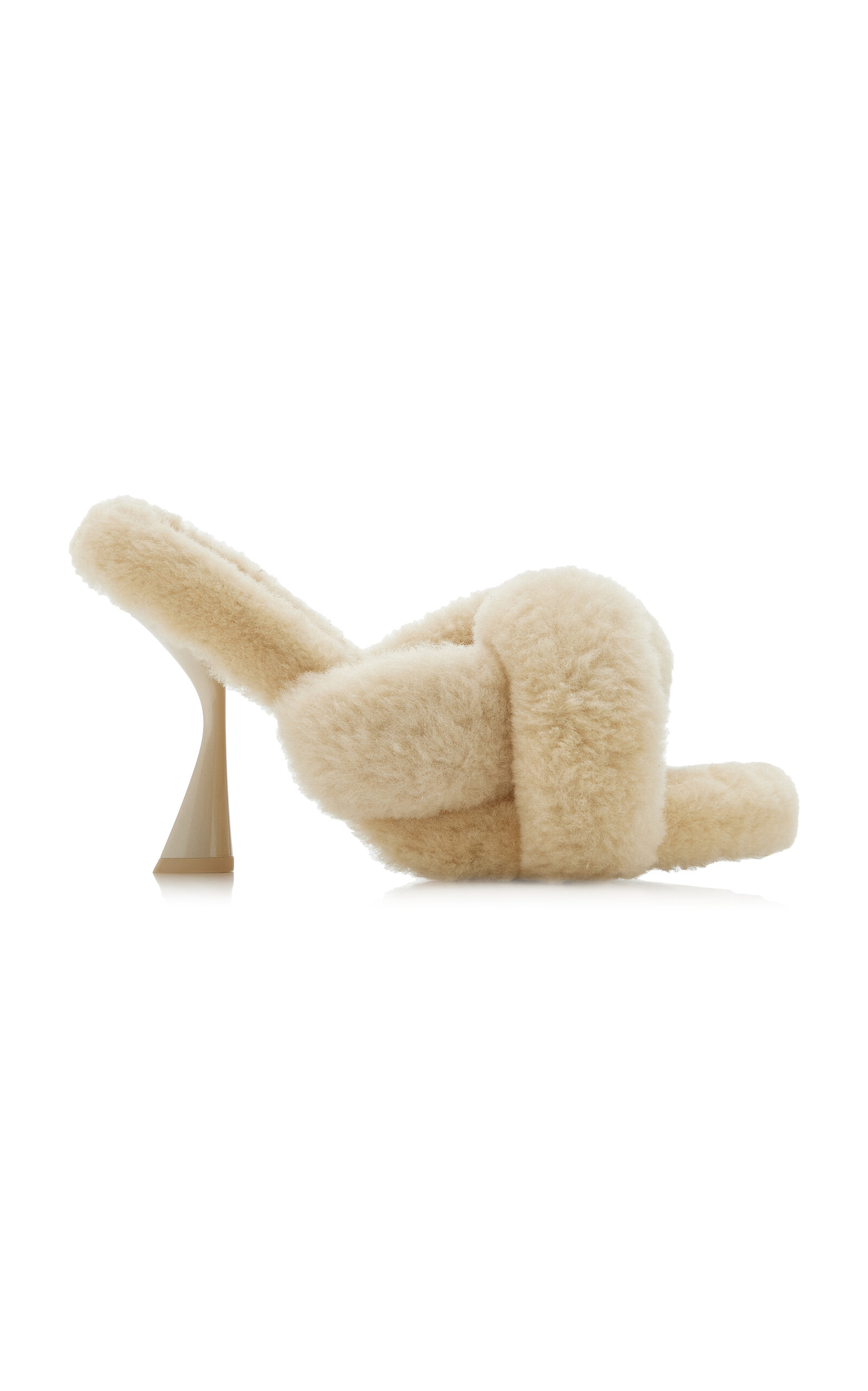 Cult Gaia Zabelle Shearling Sandals - Ivory