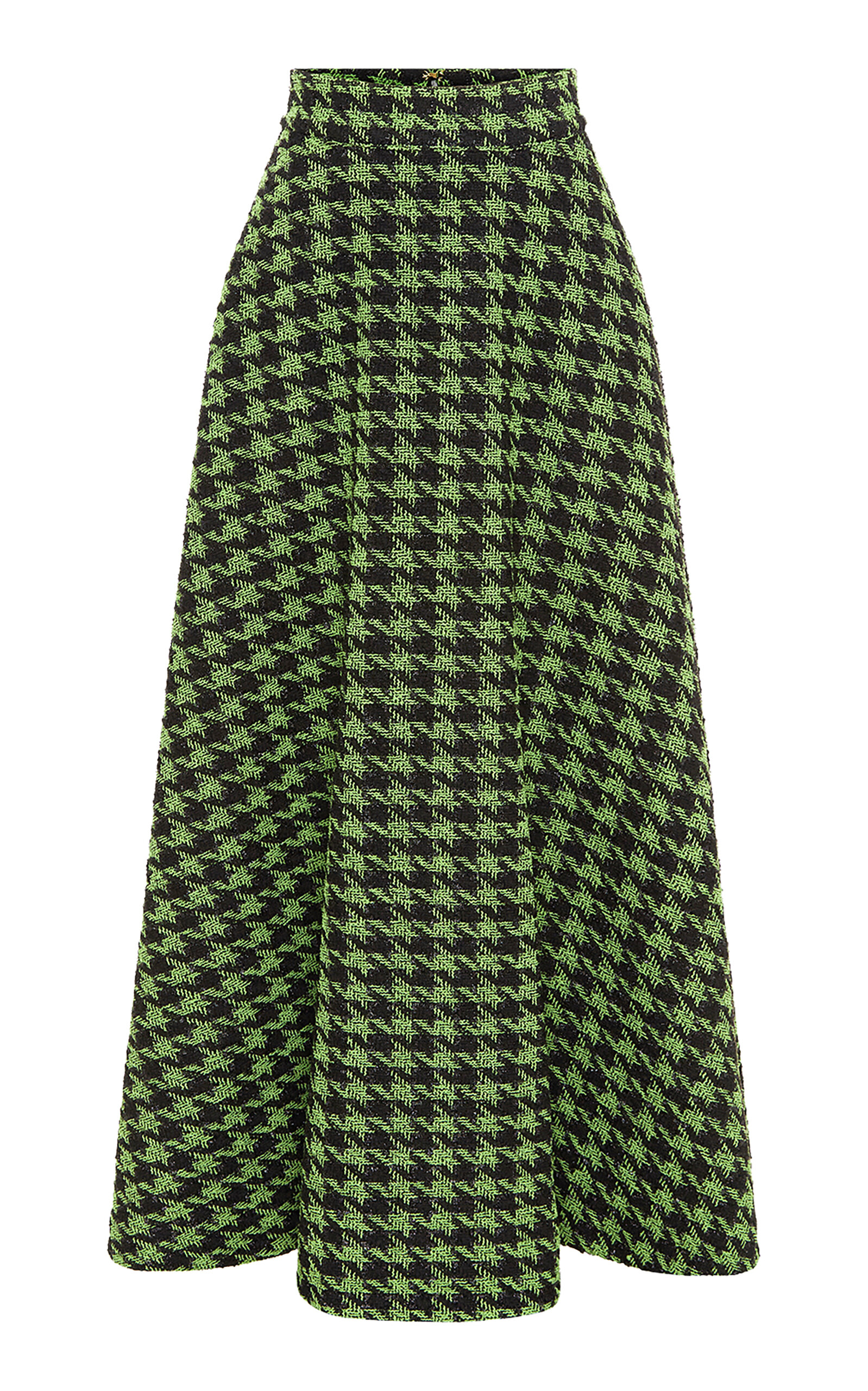 Leo Lin Rosalyn Houndstooth Tweed Maxi Skirt In Green