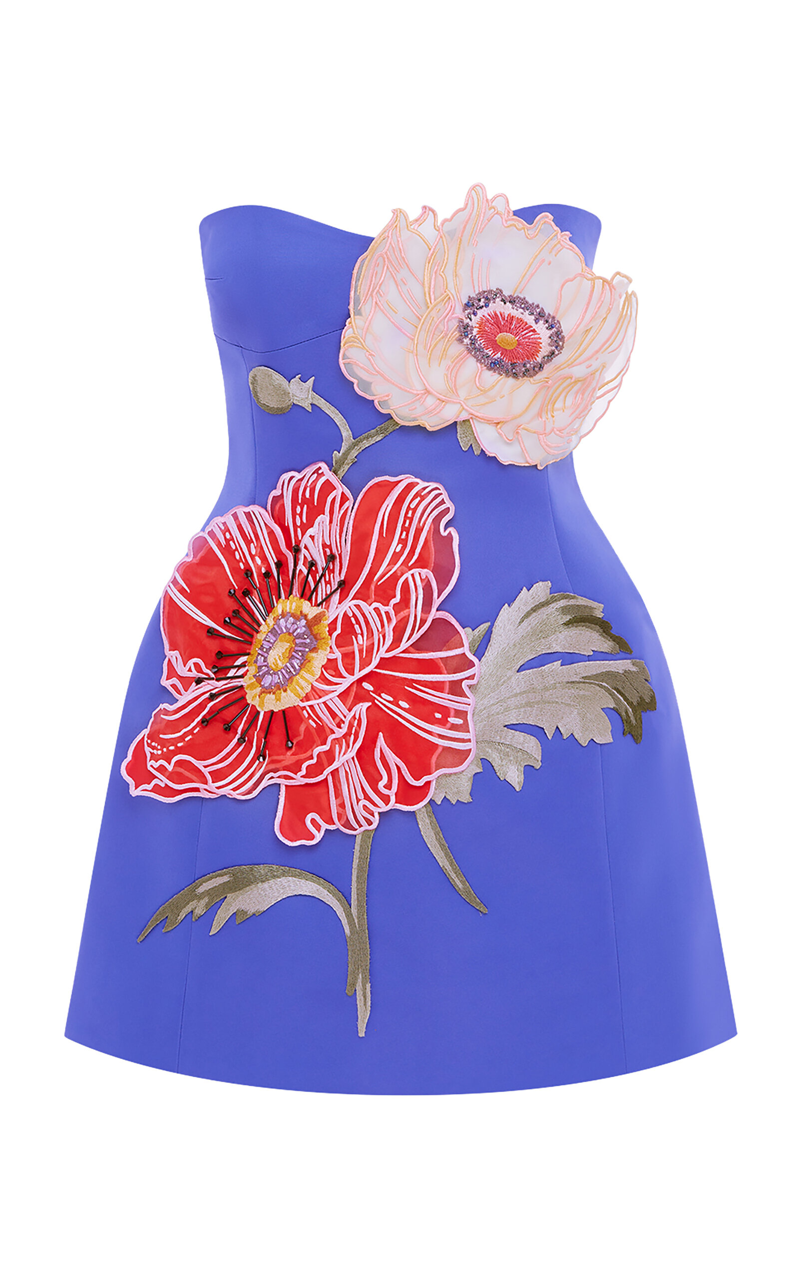 Leo Lin Rosario Flower-Appliquéd Mini Dress