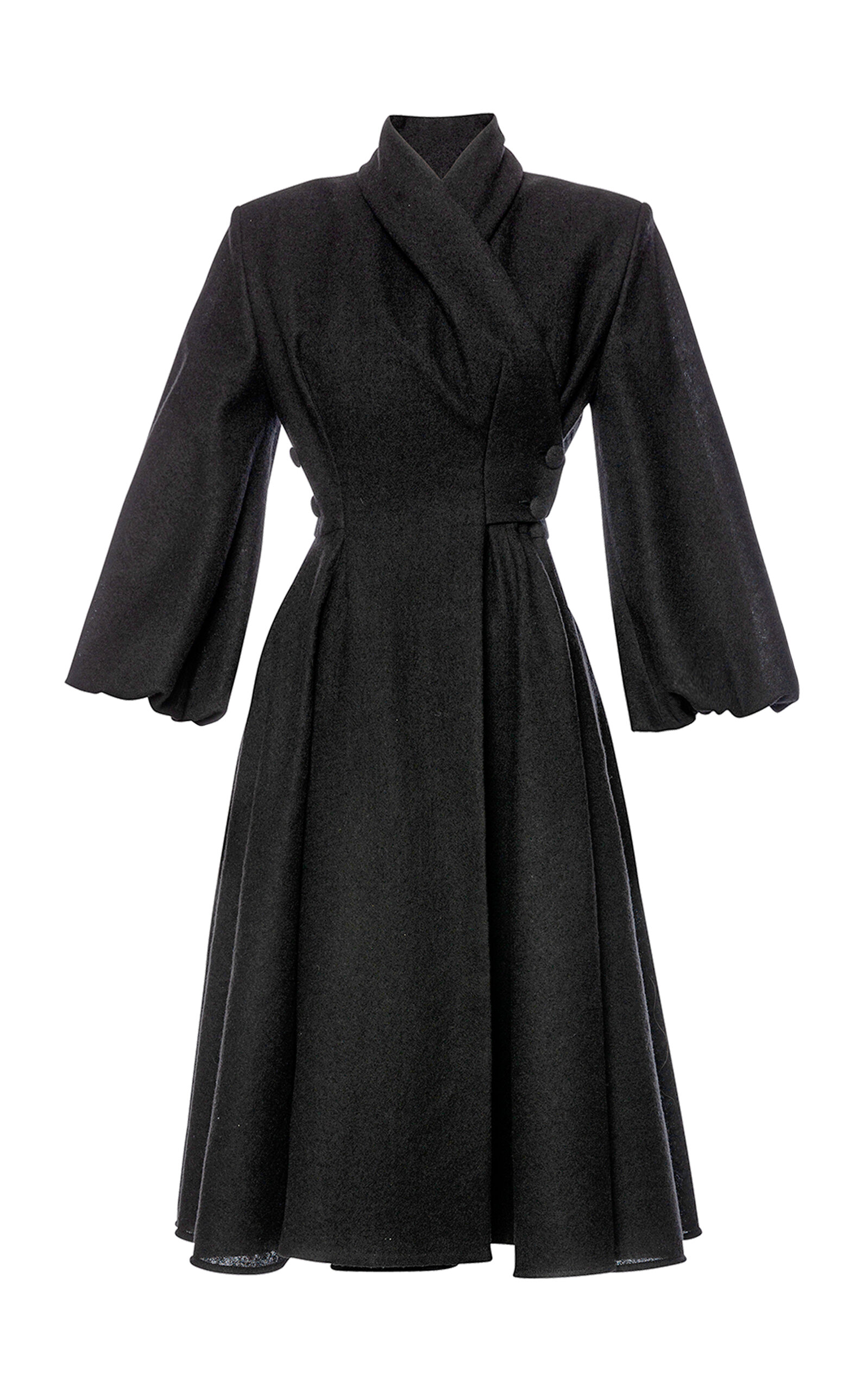 Lena Hoschek Rendezvous Pleated Coat Dress In Black