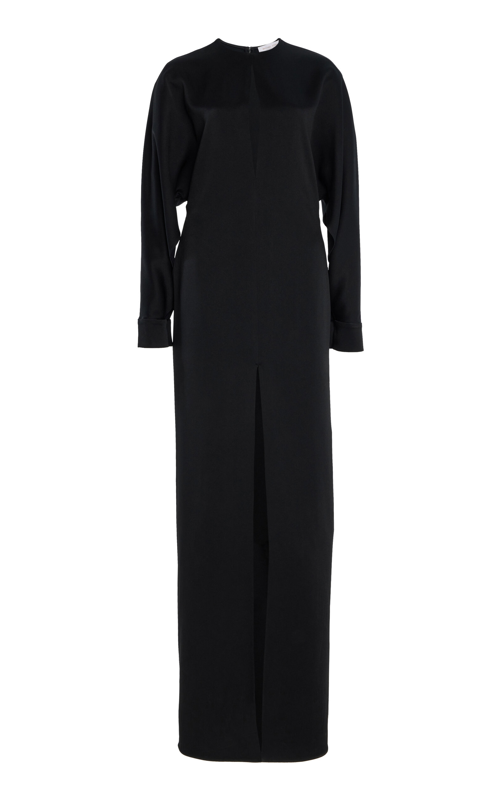 Michael Kors Slit-detailed Techno-satin Maxi Dress In Black