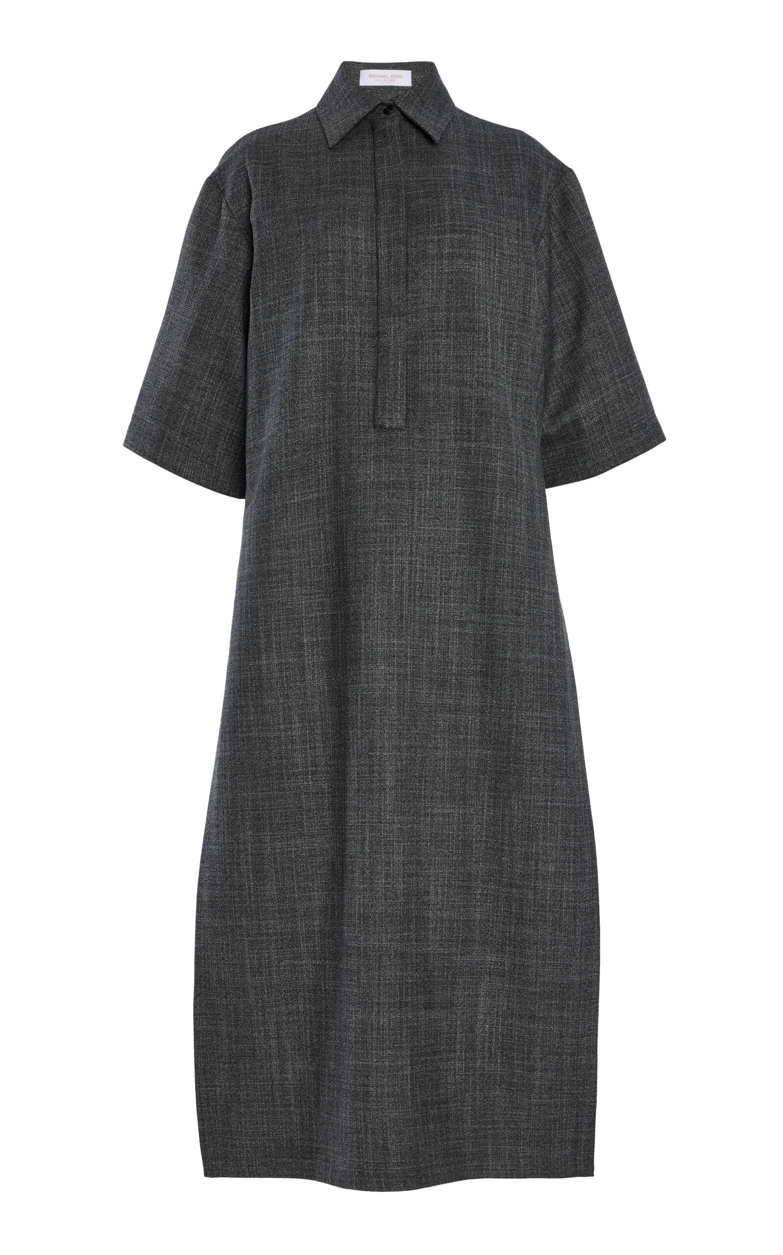 Michael Kors Wool-silk Jaspe Midi Tunic Dress In Grey