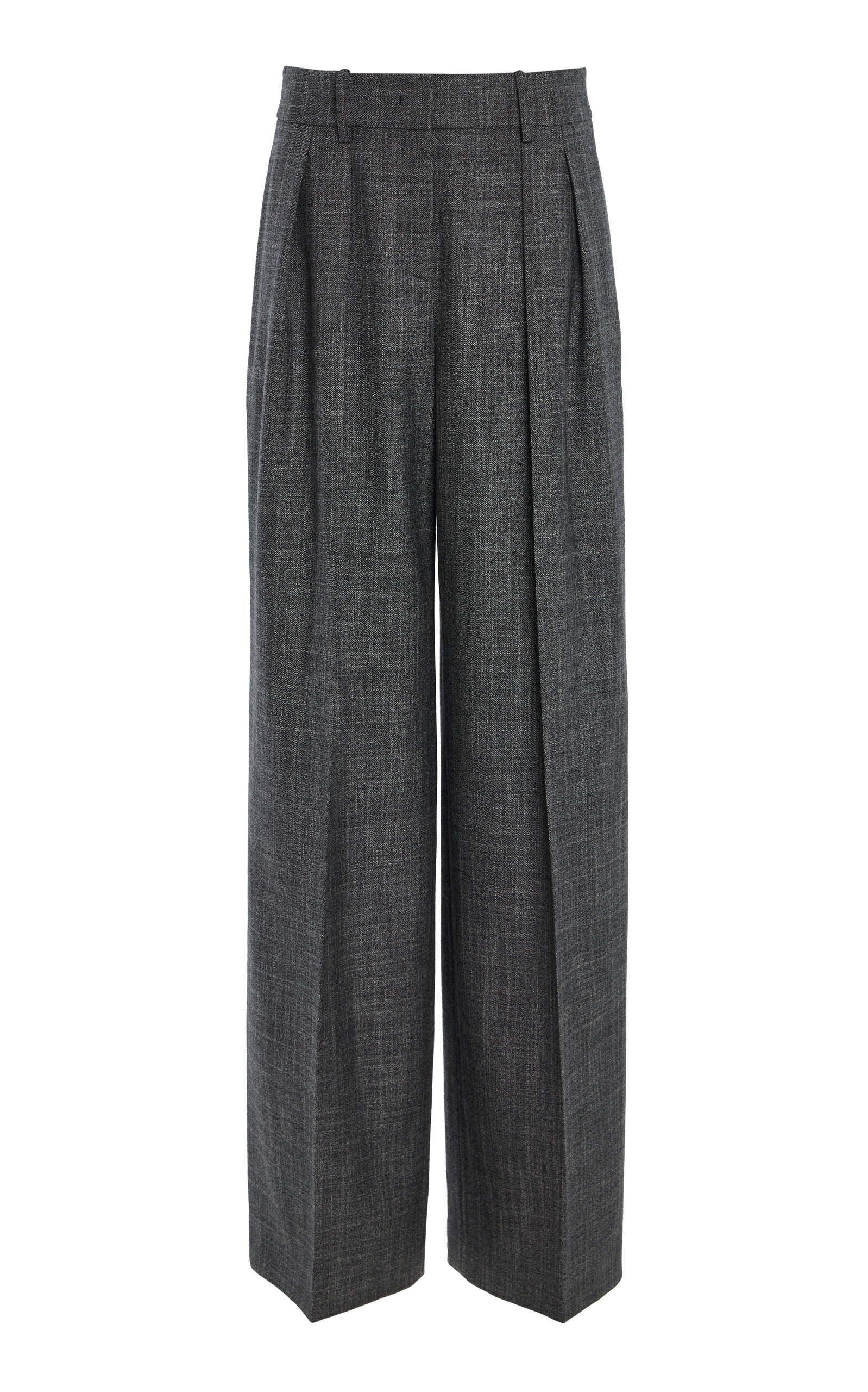 Michael Kors Collection Pleated Wool-Silk Jaspe Wide-Leg Pants