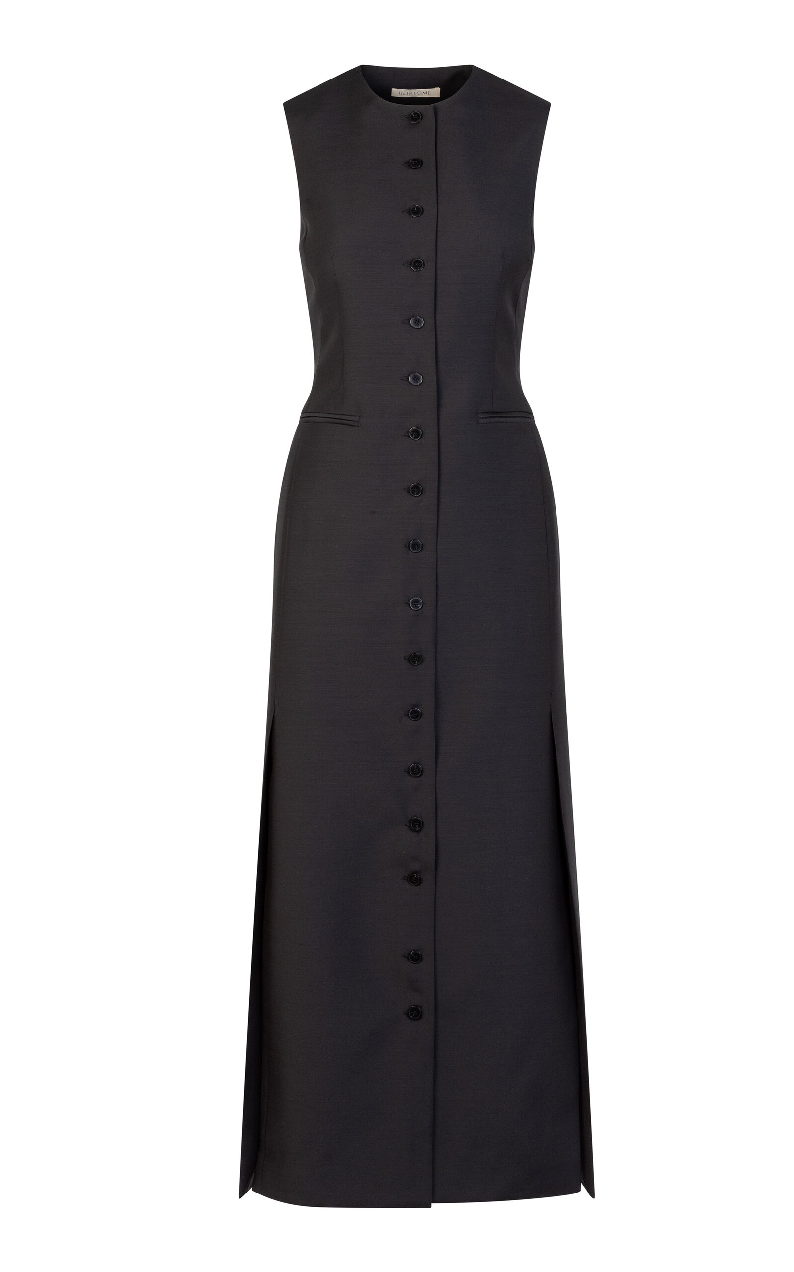 Heirlome Pauline Pleated Wool-silk Maxi Dress In Black