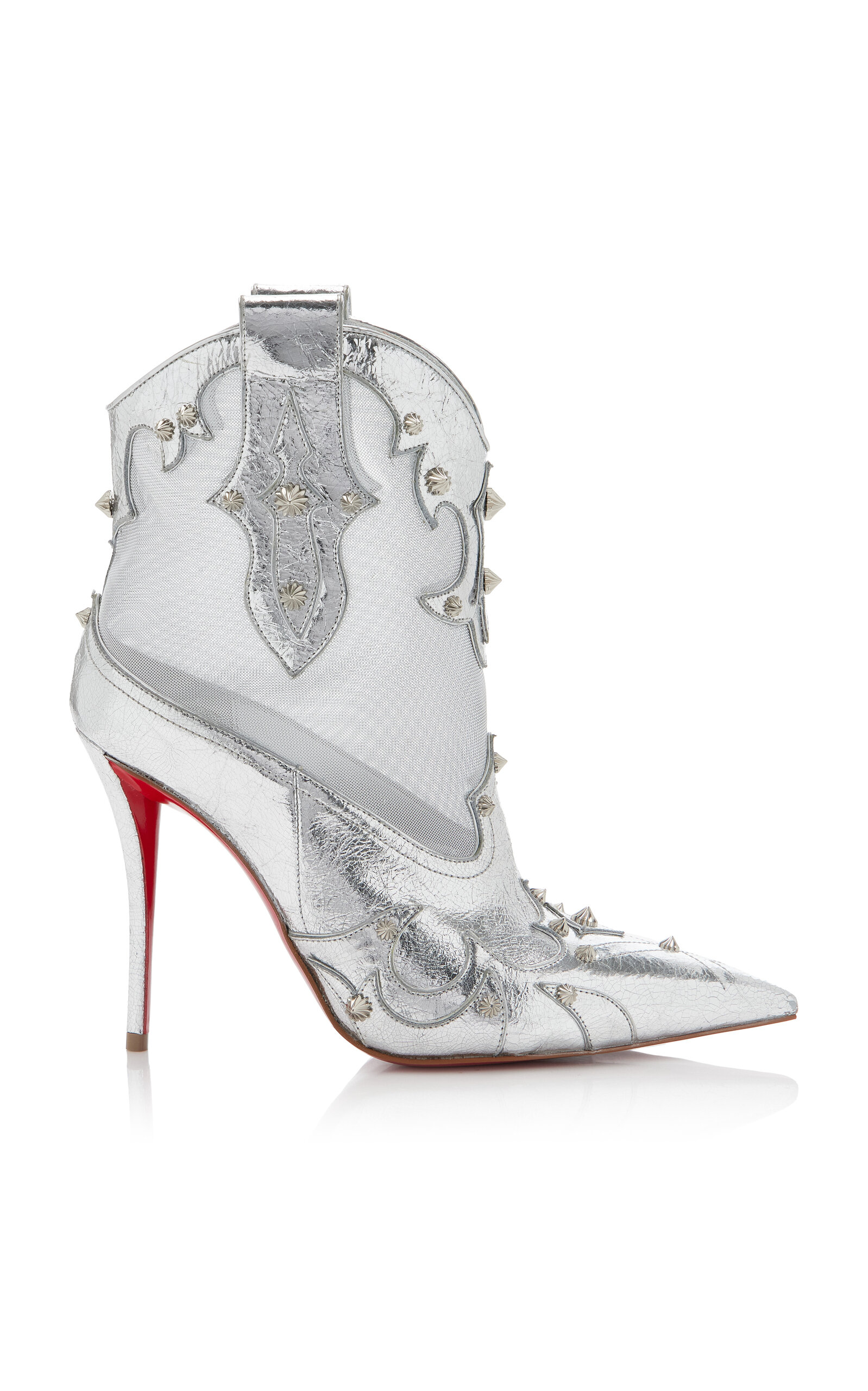 Christian Louboutin Bootytiag 100mm Metallic Leather Western Boots