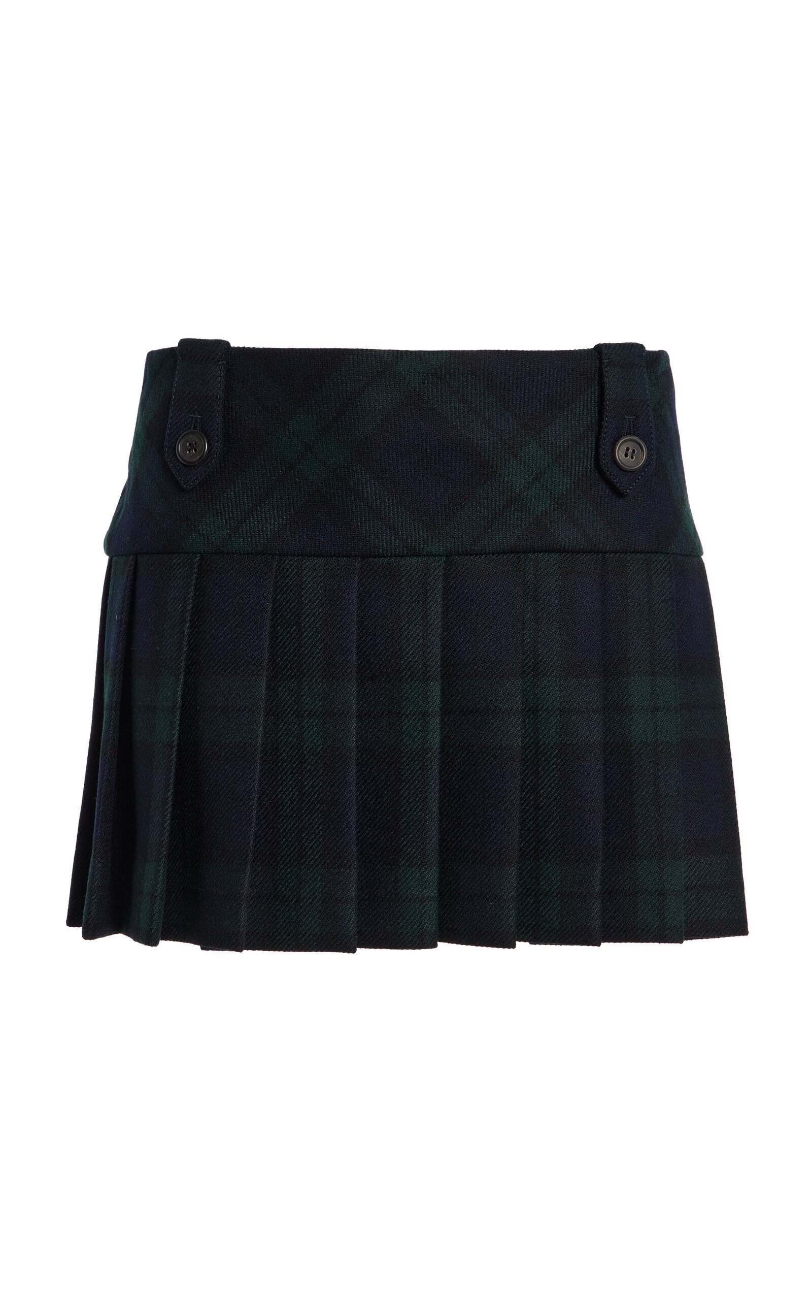 Miu Miu Pleated Checked Wool-Twill Mini Skirt