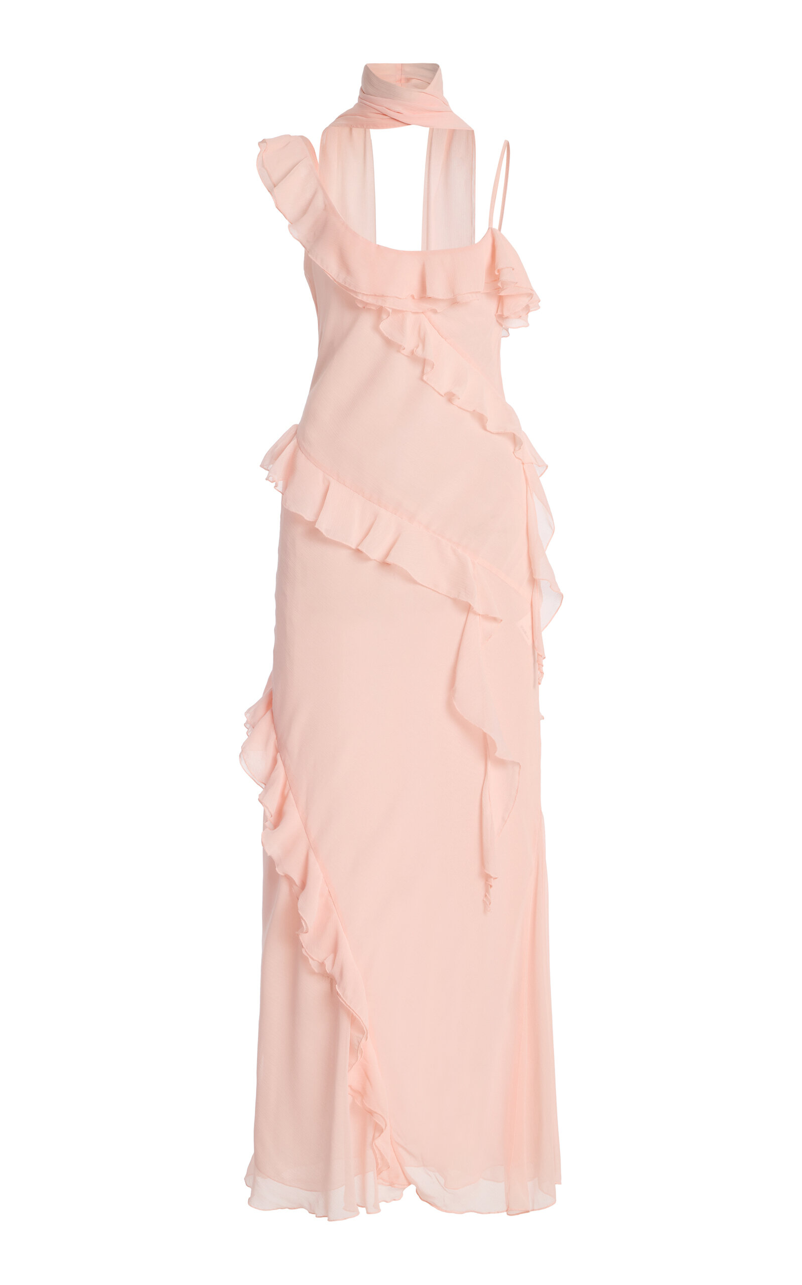 SIEDRÉS Exclusive Monica Scarf-Neck Ruffled Georgette Maxi Dress
