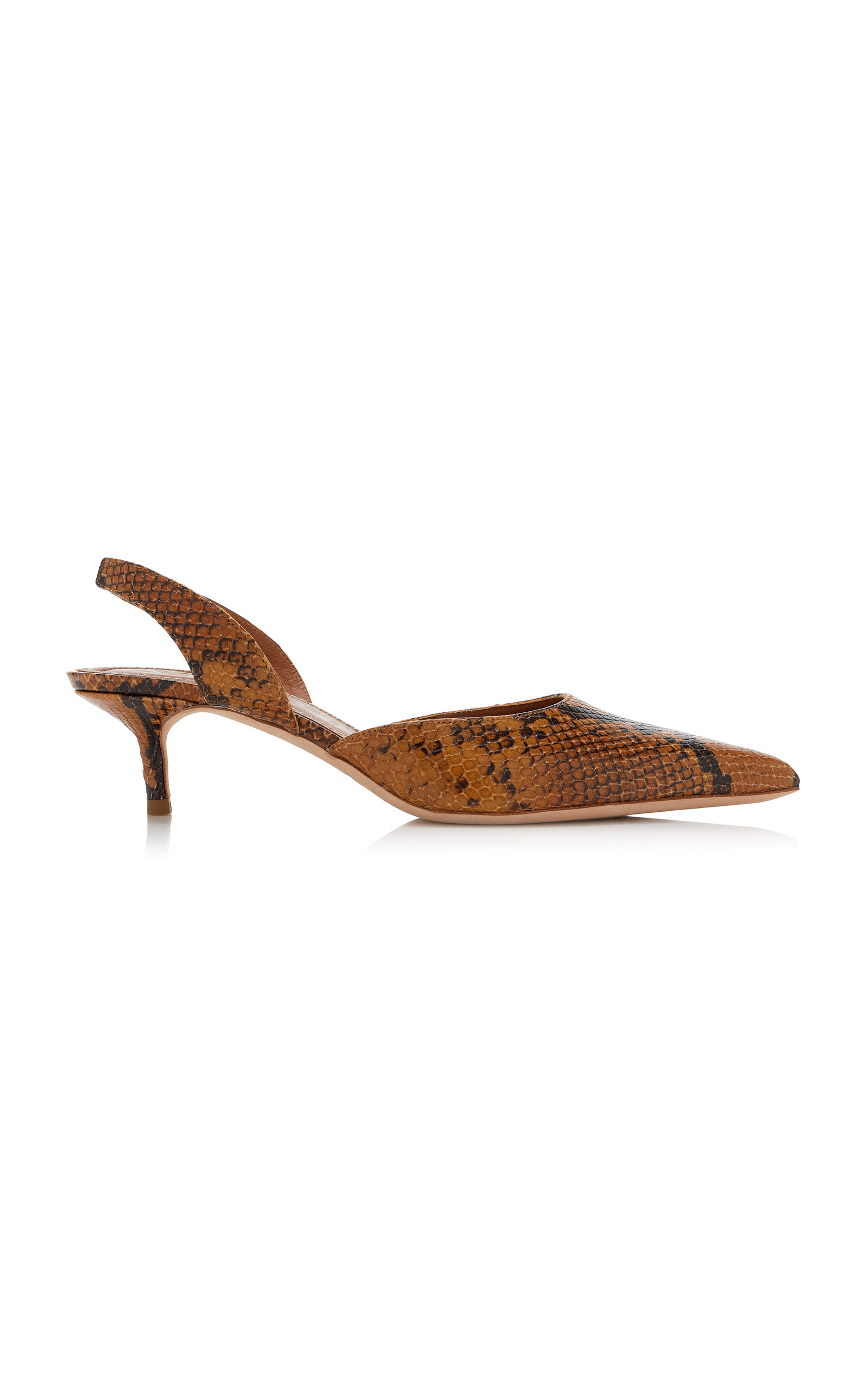 STAUD Sebastian Snake-Effect Leather Slingback Pumps