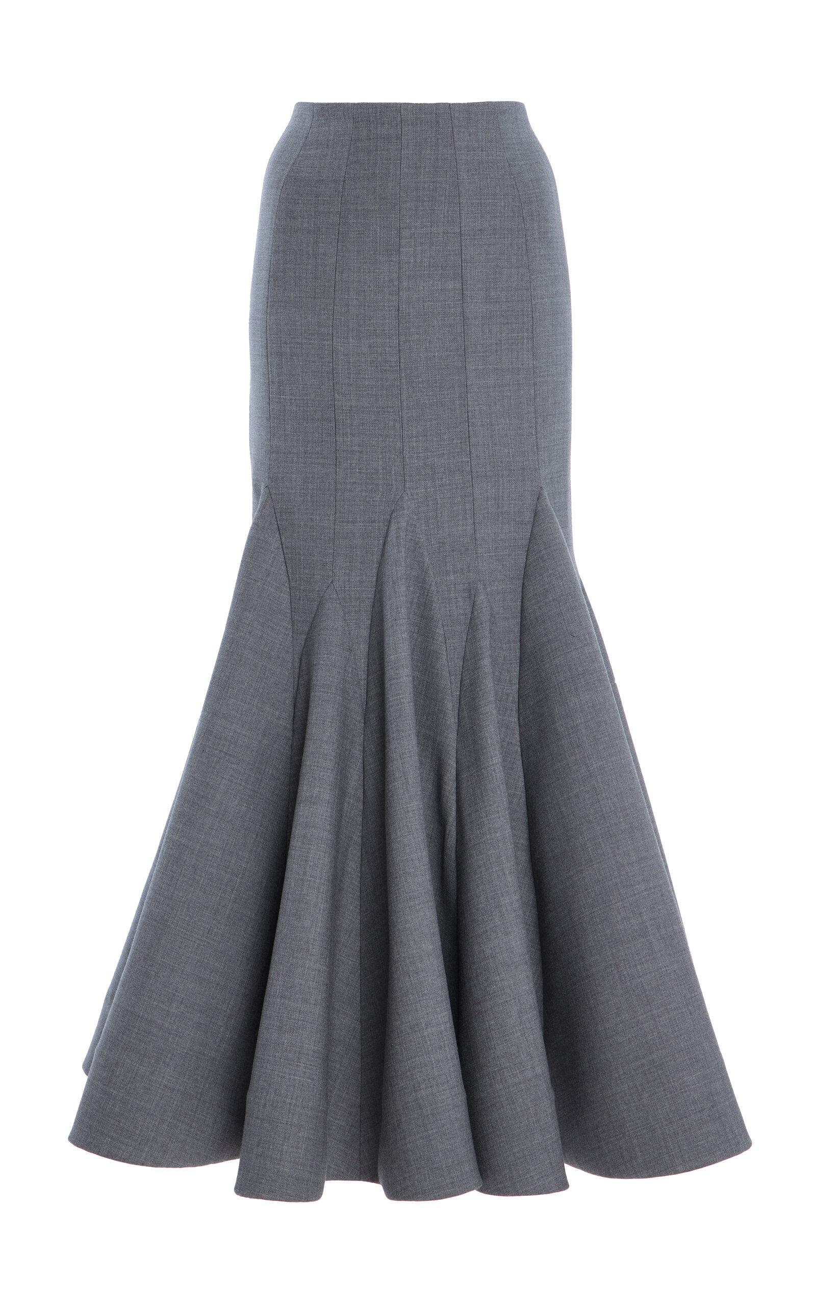 Carolina Herrera Pleated Wool-blend Midi Skirt In Grey
