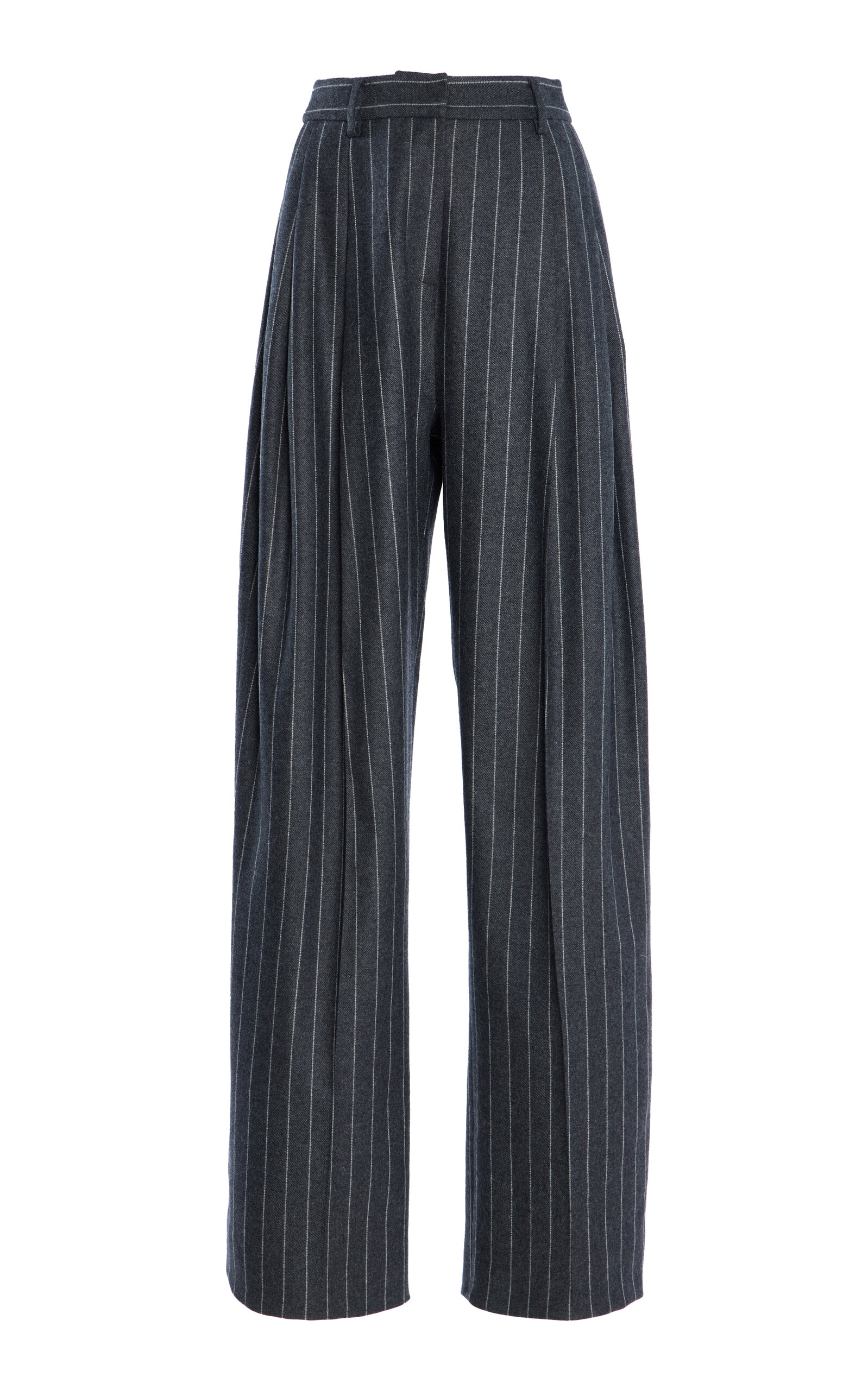 Carolina Herrera Kaia Mid-rise Wool-blend Wide-leg Pants In Grey