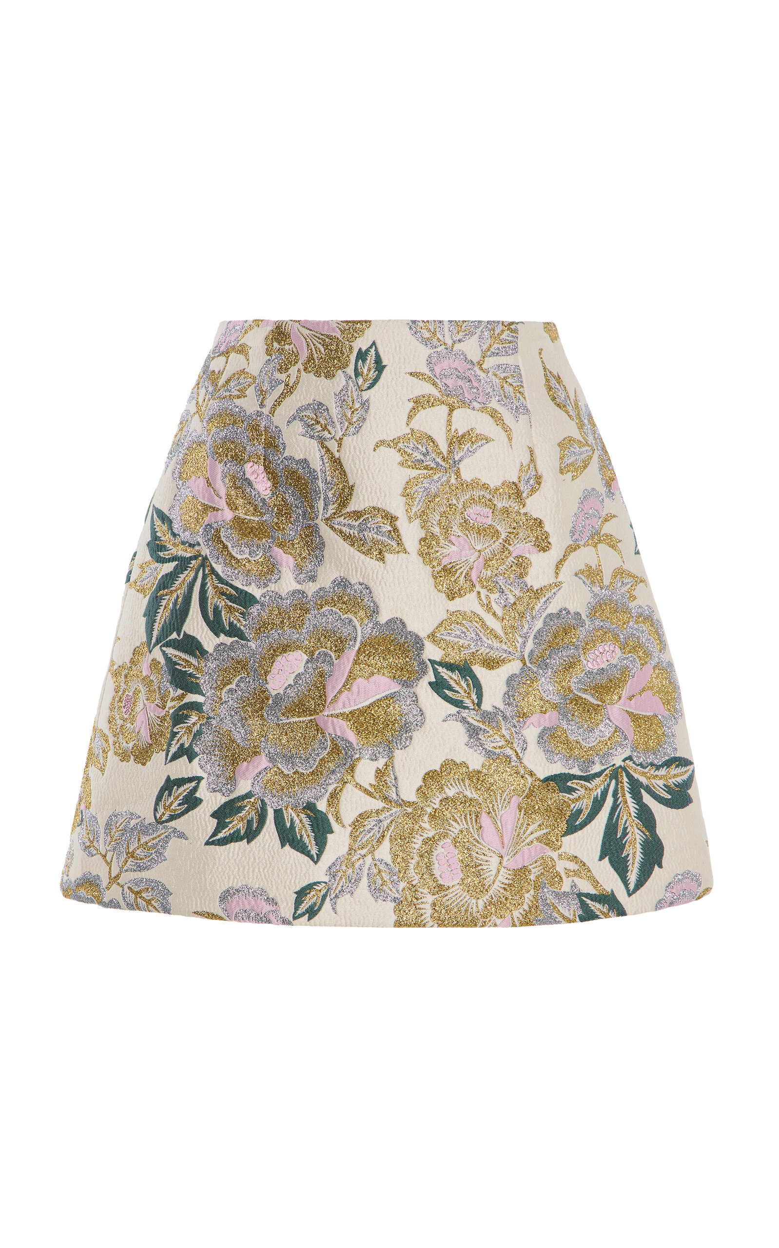 Carolina Herrera Metallic Floral Jacquard Miniskirt In Ivory