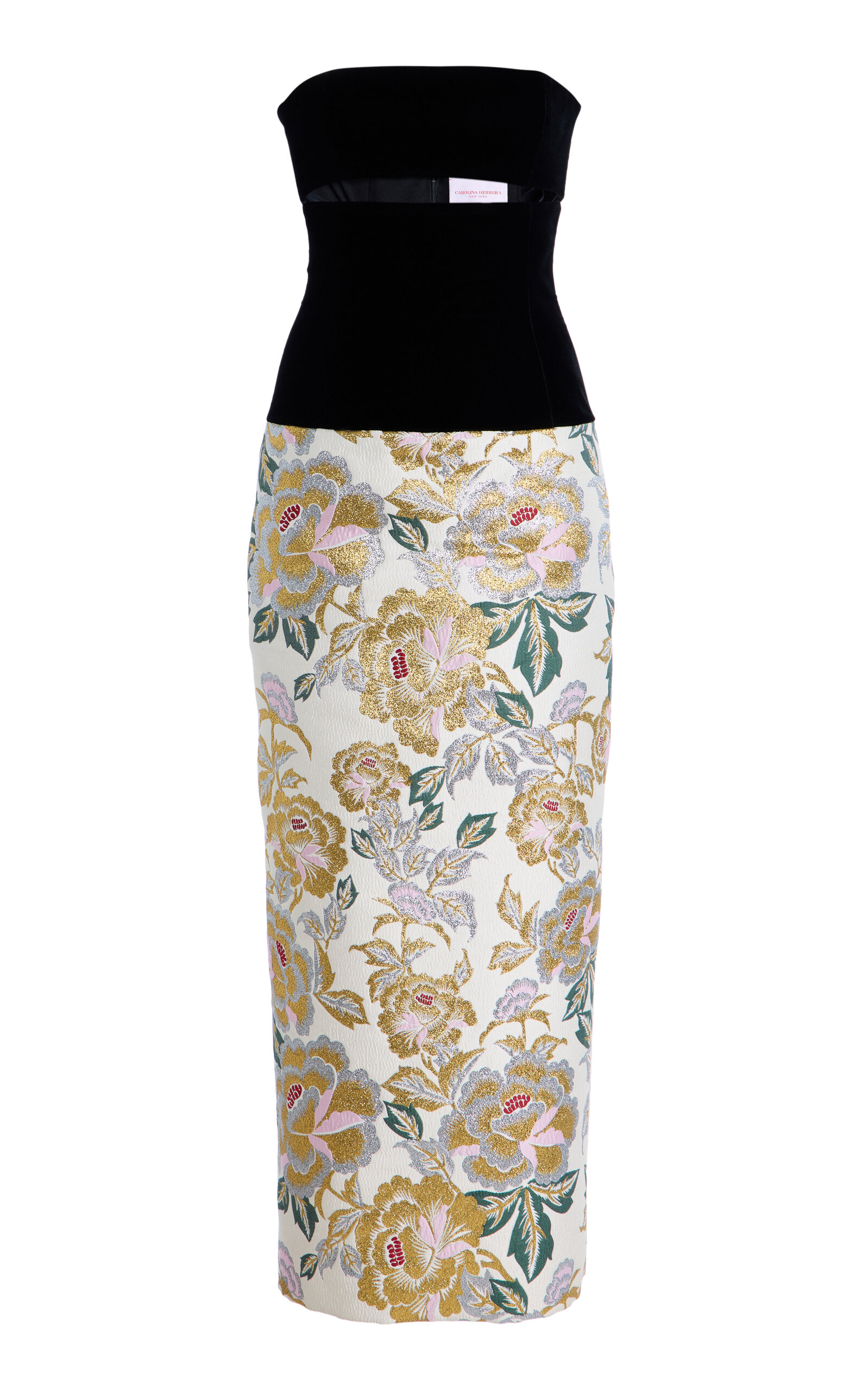 Carolina Herrera Cutout Strapless Midi Dress In Ivory