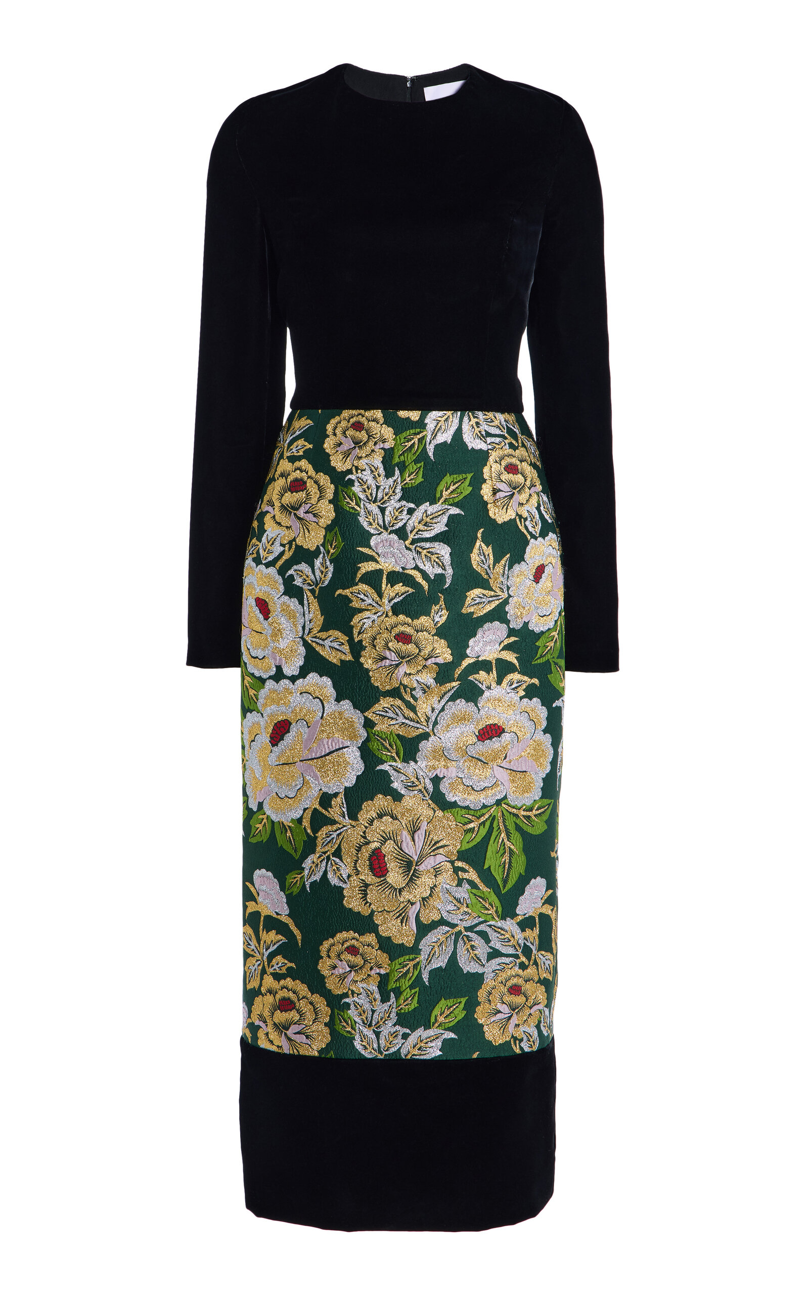 Carolina Herrera Velvet and Jacquard Midi Dress