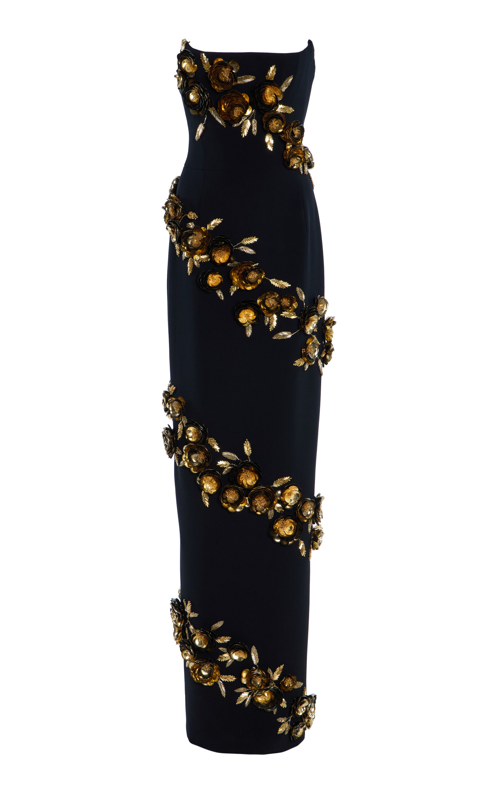 Carolina Herrera Embellished Strapless Gown In Black