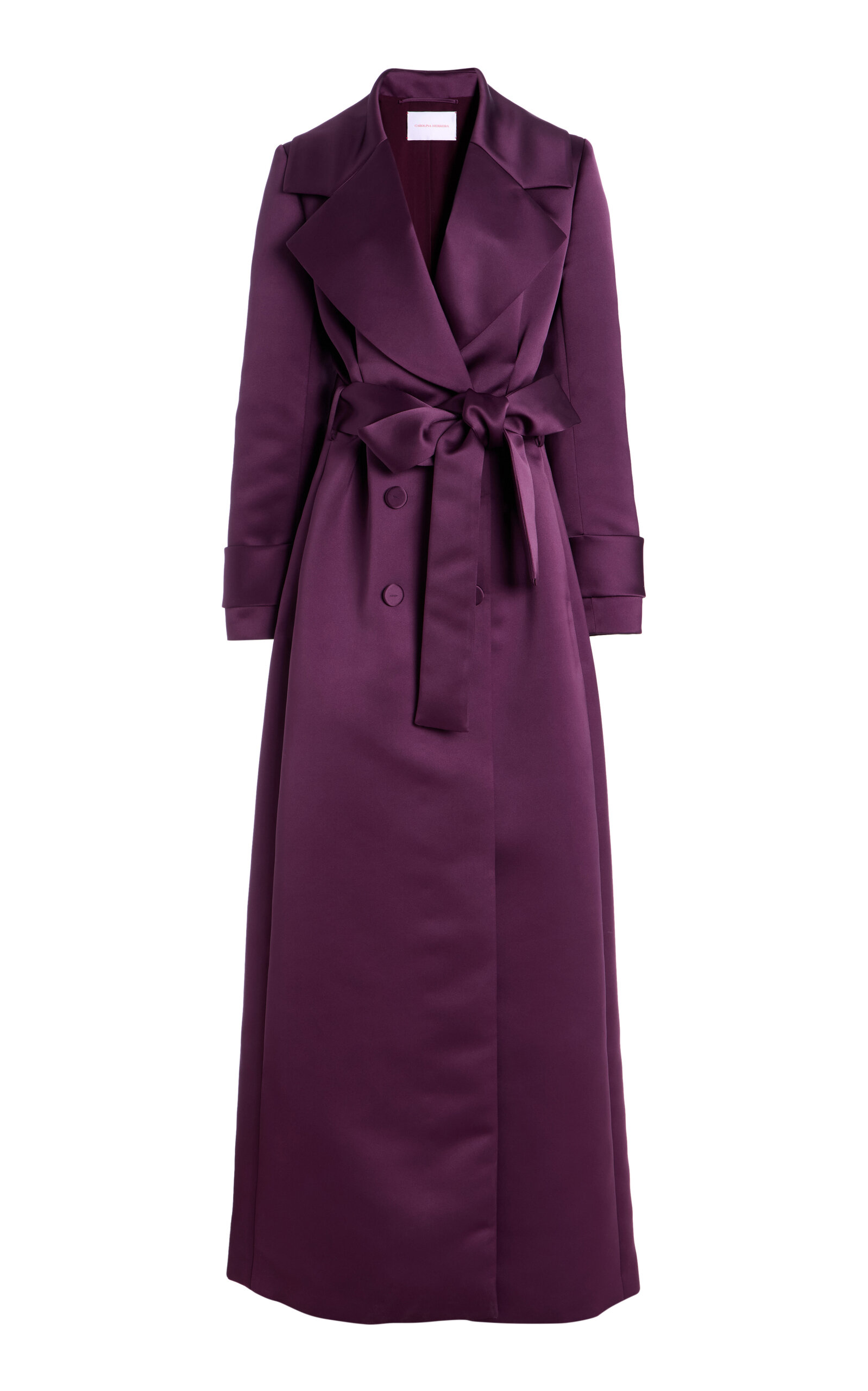 Carolina Herrera Double-Breasted Satin Trench Coat