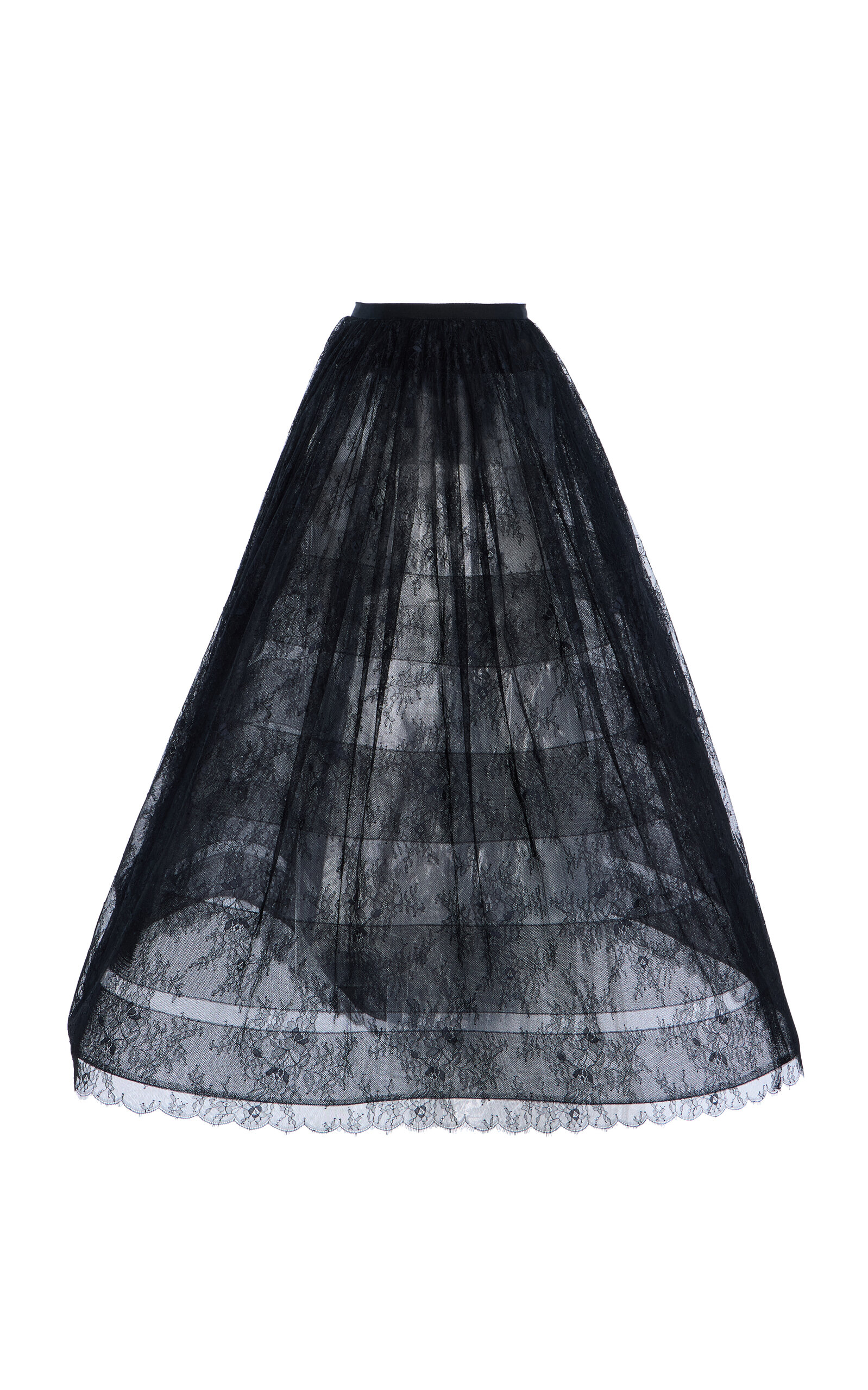 Carolina Herrera Lace Petticoat Midi Skirt - Black