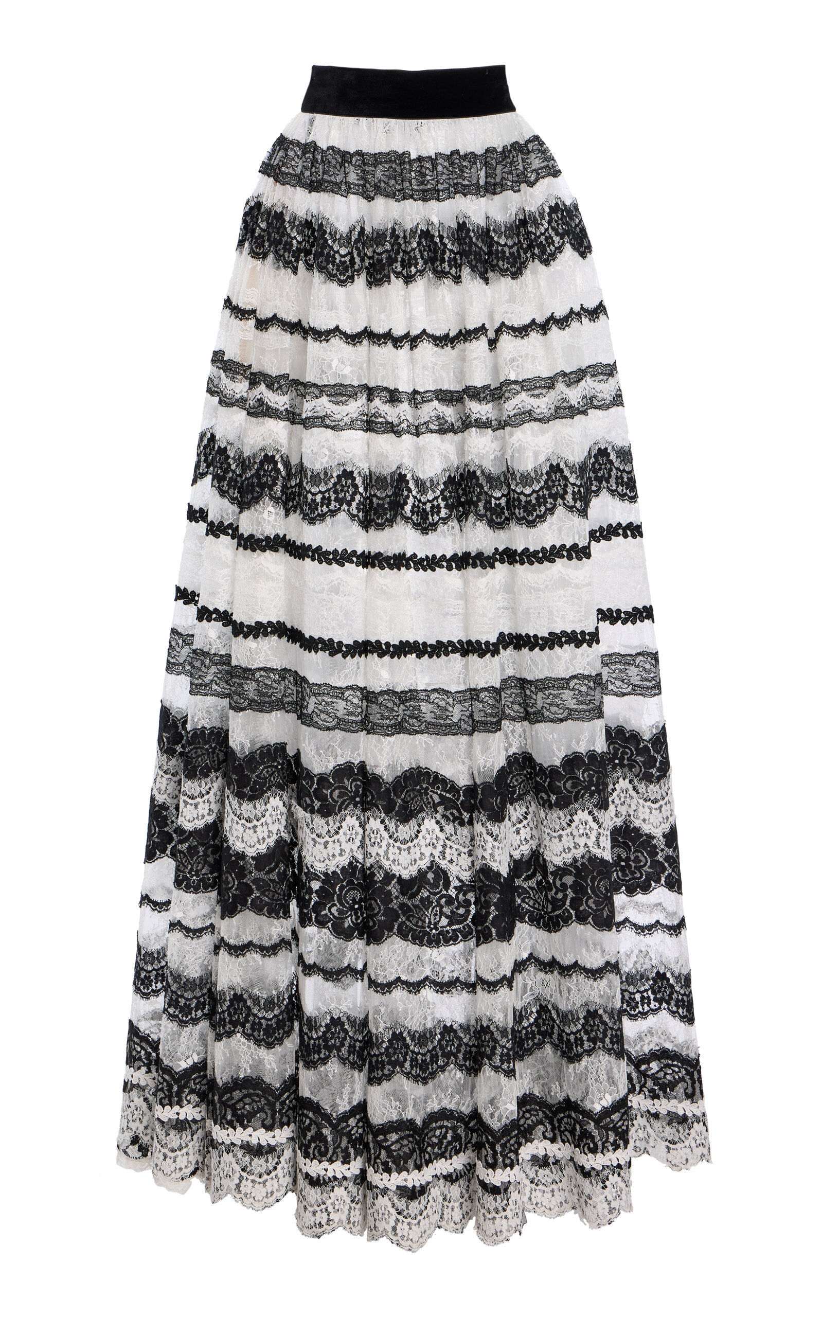 Carolina Herrera Lace-detailed Maxi Skirt In Black,white
