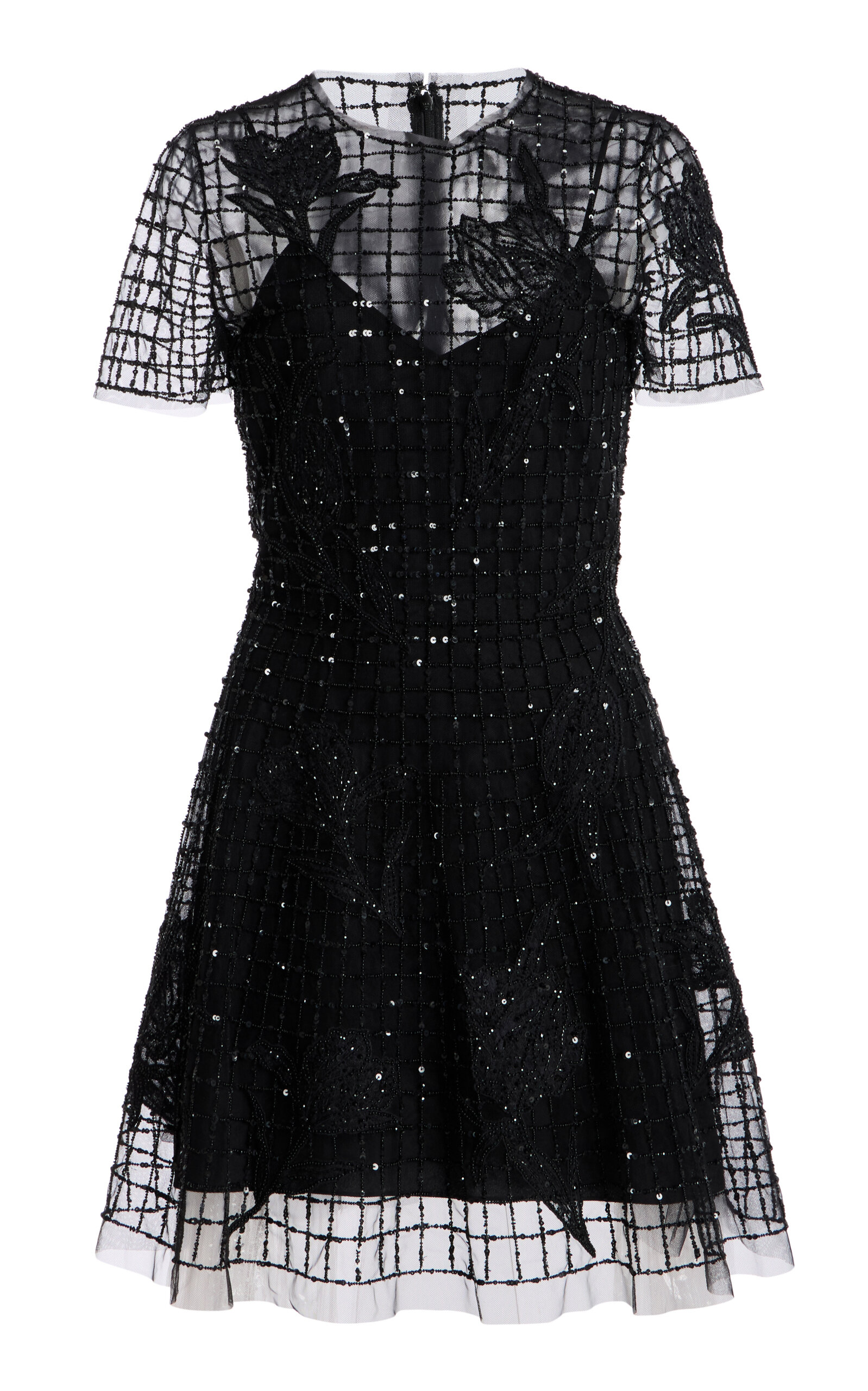 Carolina Herrera Embellished Sheer Mini Dress
