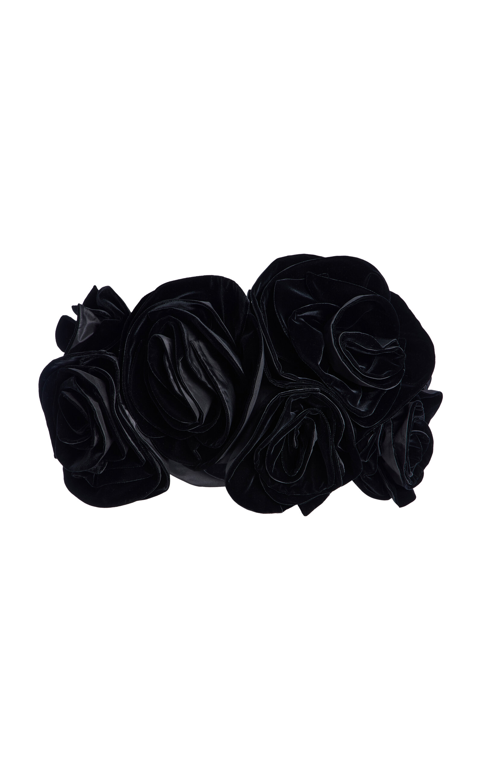 Carolina Herrera - Flower-Detailed Velvet Top - Black - US 4 - Moda Operandi