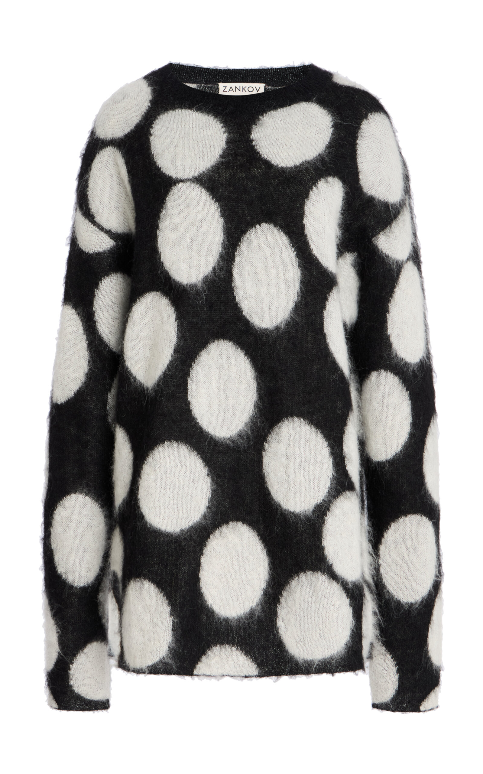 Zankov Lewis Brushed Mohair-blend Sweater In Black,white