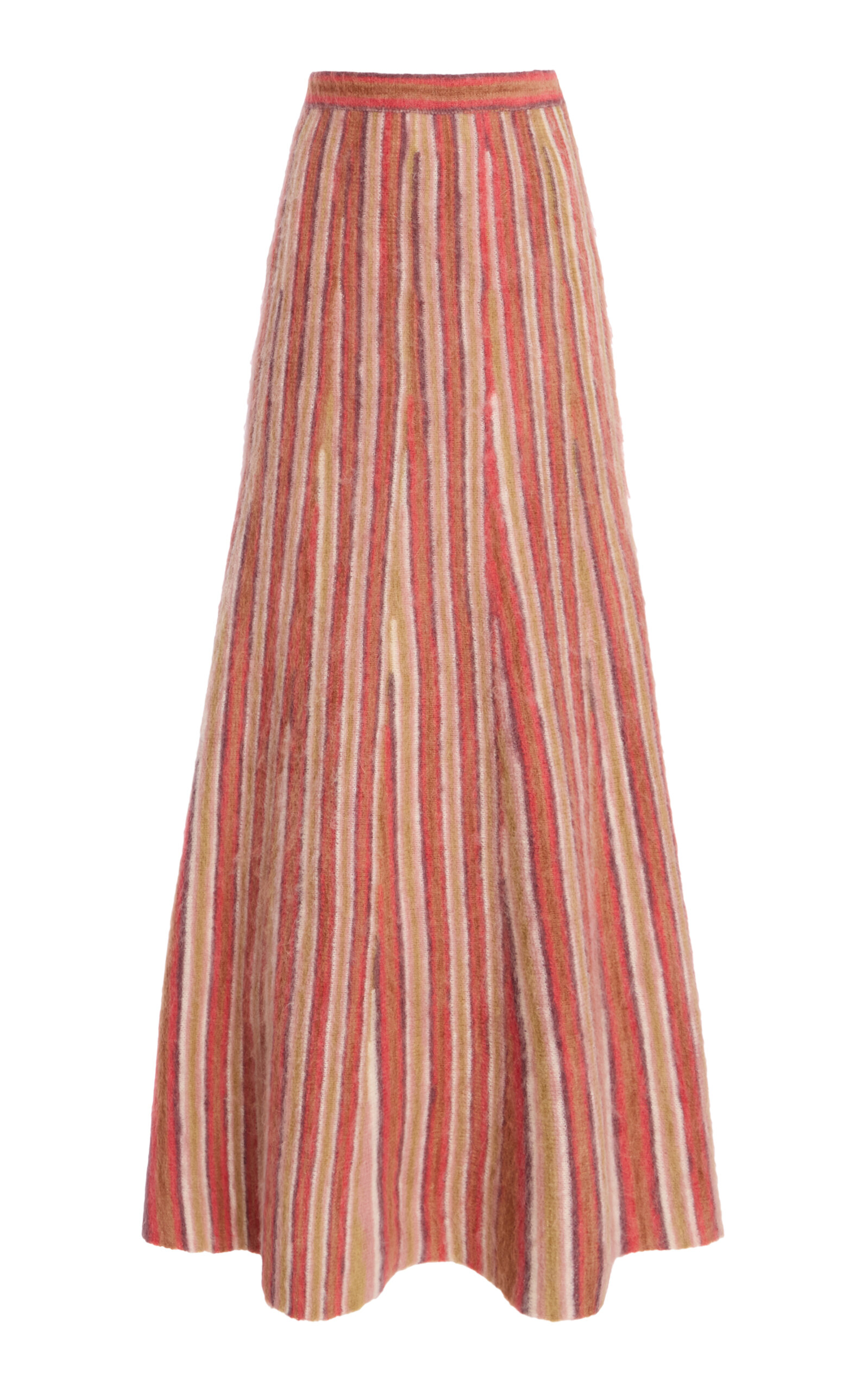 ZANKOV Zander Flared Mohair-Blend Maxi Skirt - Stripe