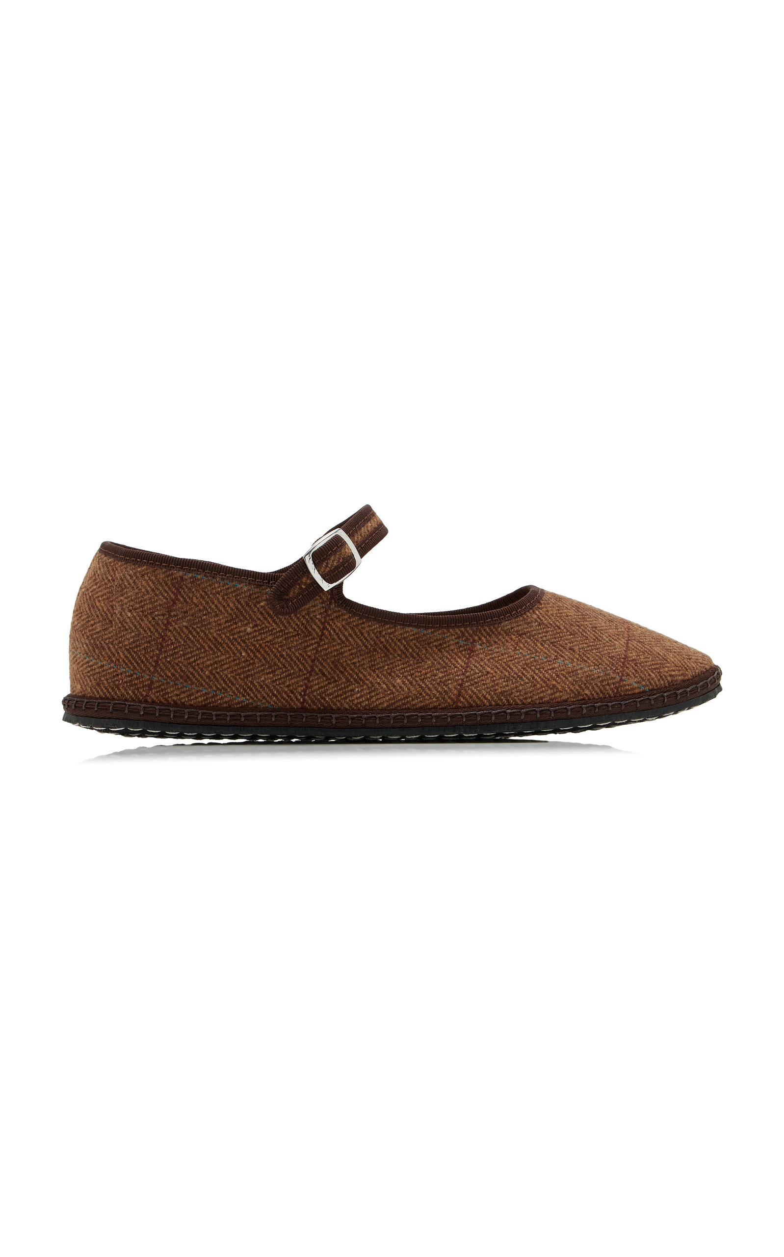 Vibi Venezia Wool Mary Jane Flats In Brown