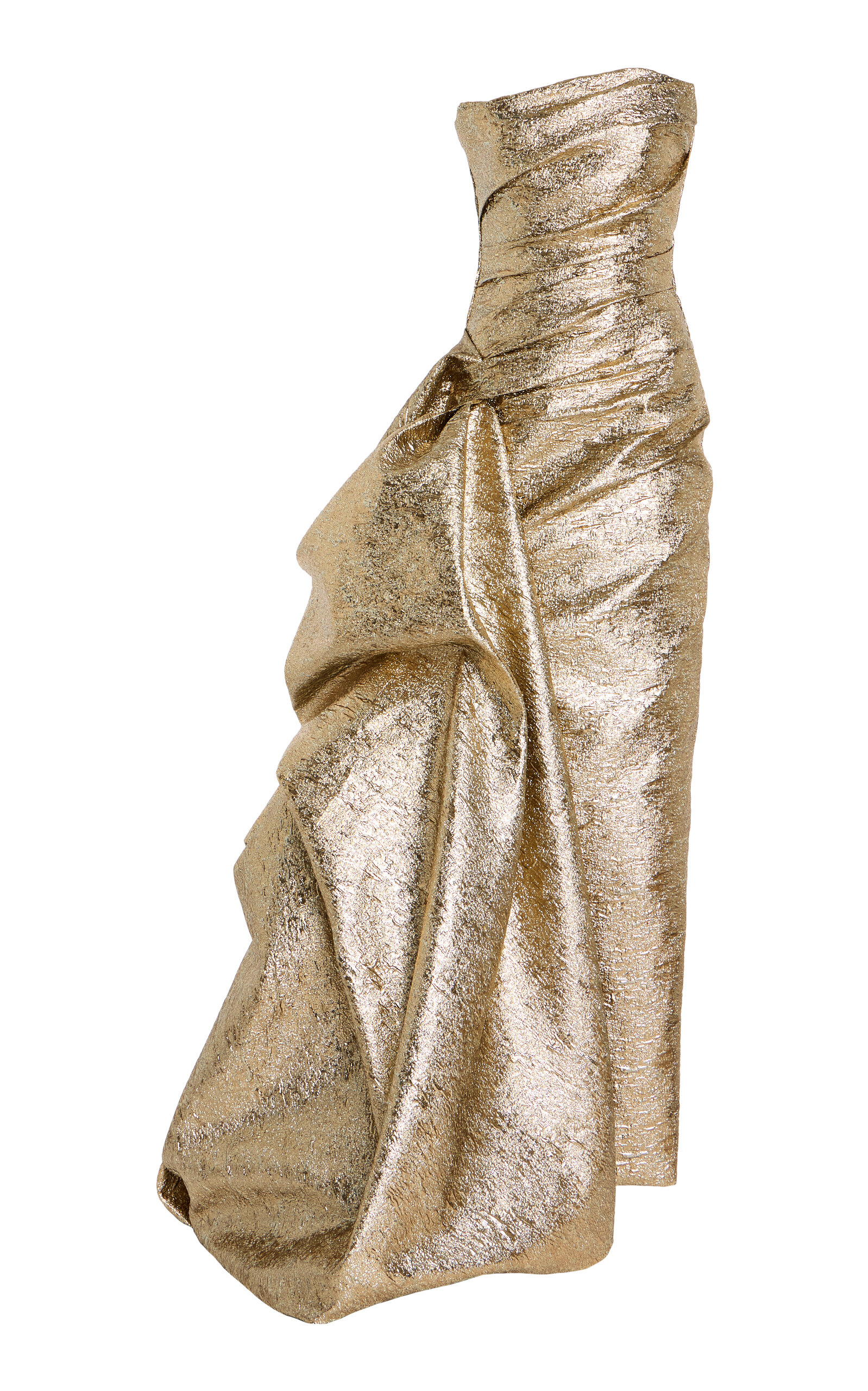 Exclusive Draped Lamé Gown