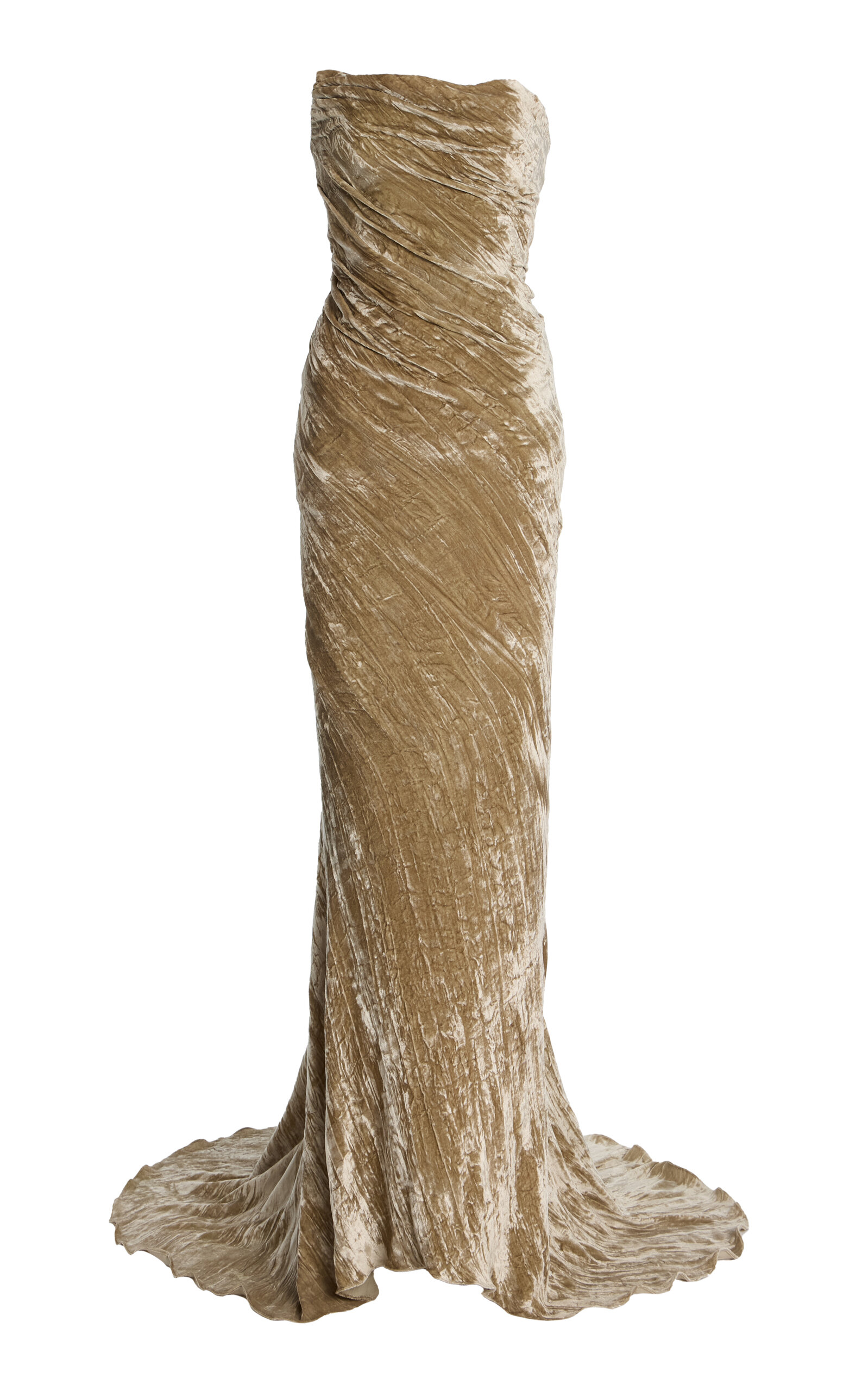Marmar Halim Strapless Crushed-Velvet Gown