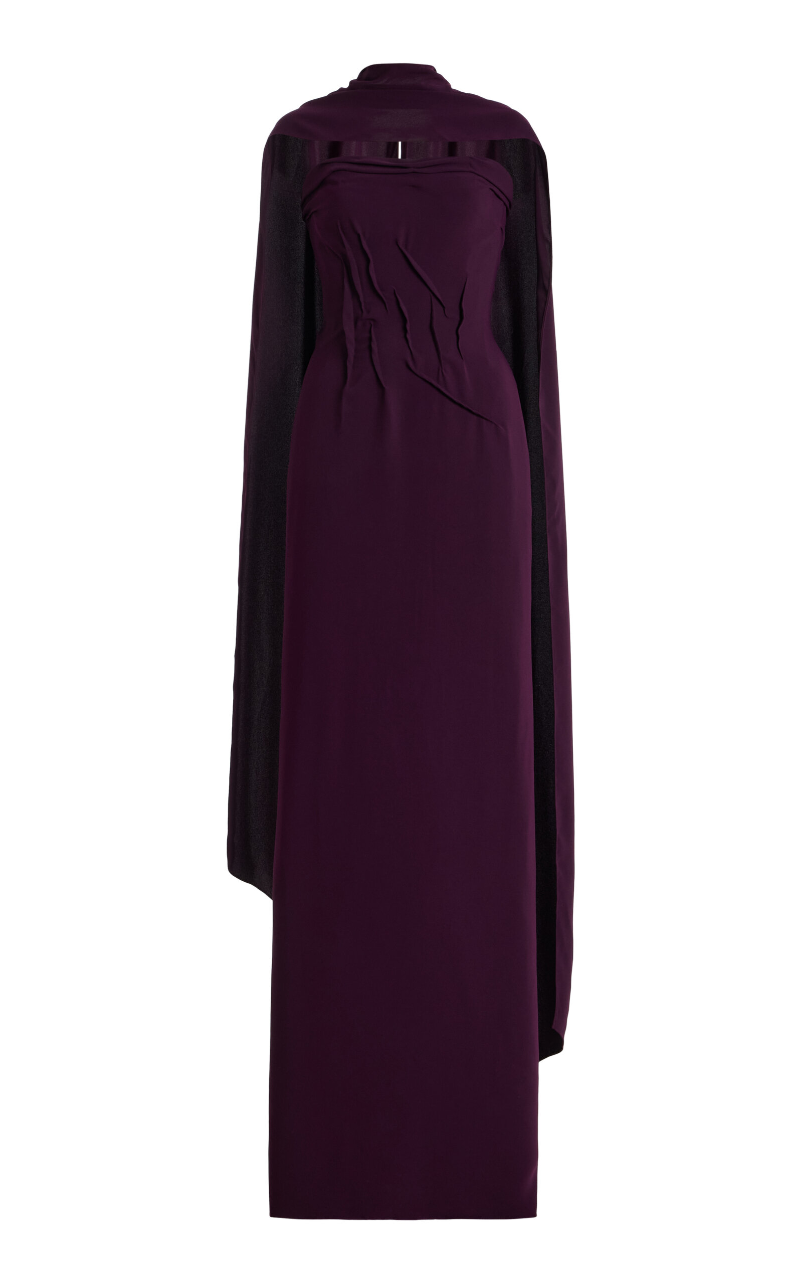 Marmar Halim Hand-sculpted Crepe Cape Gown In Purple