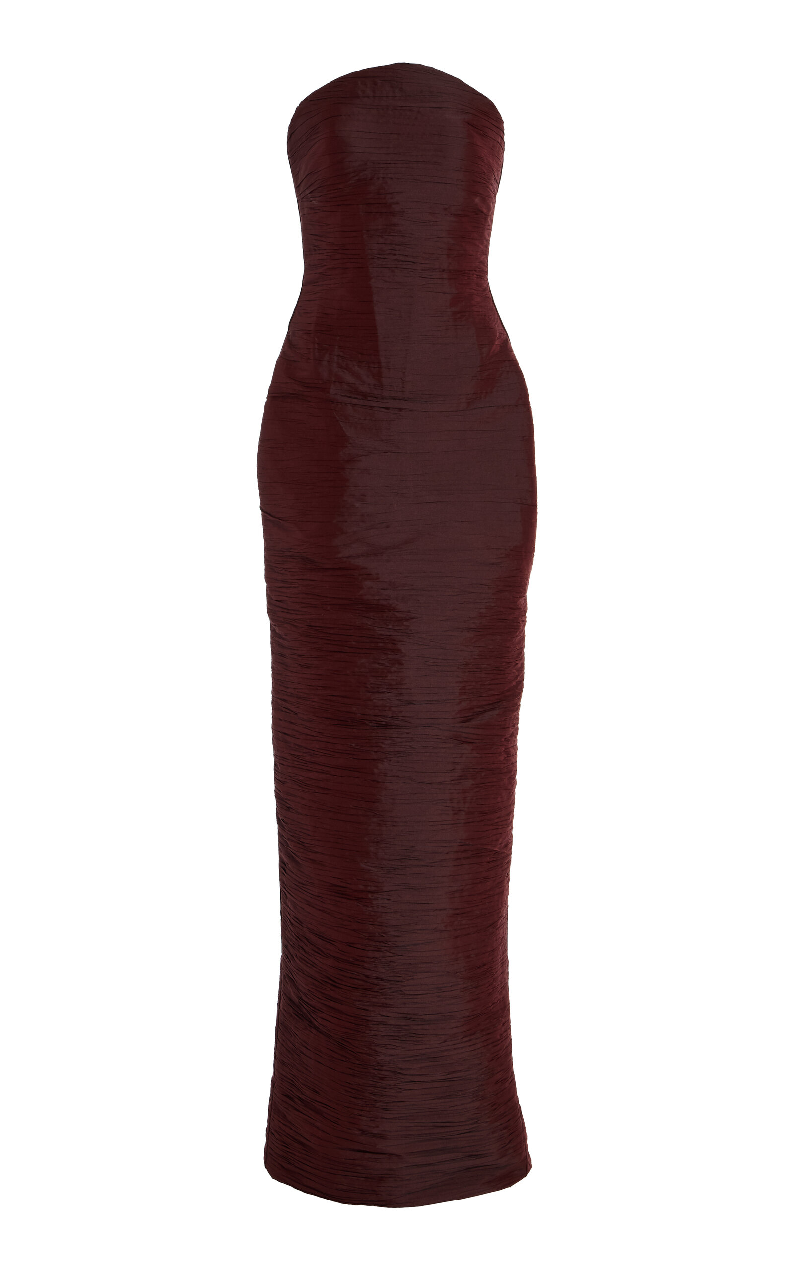 Strapless Pleated Taffeta Gown