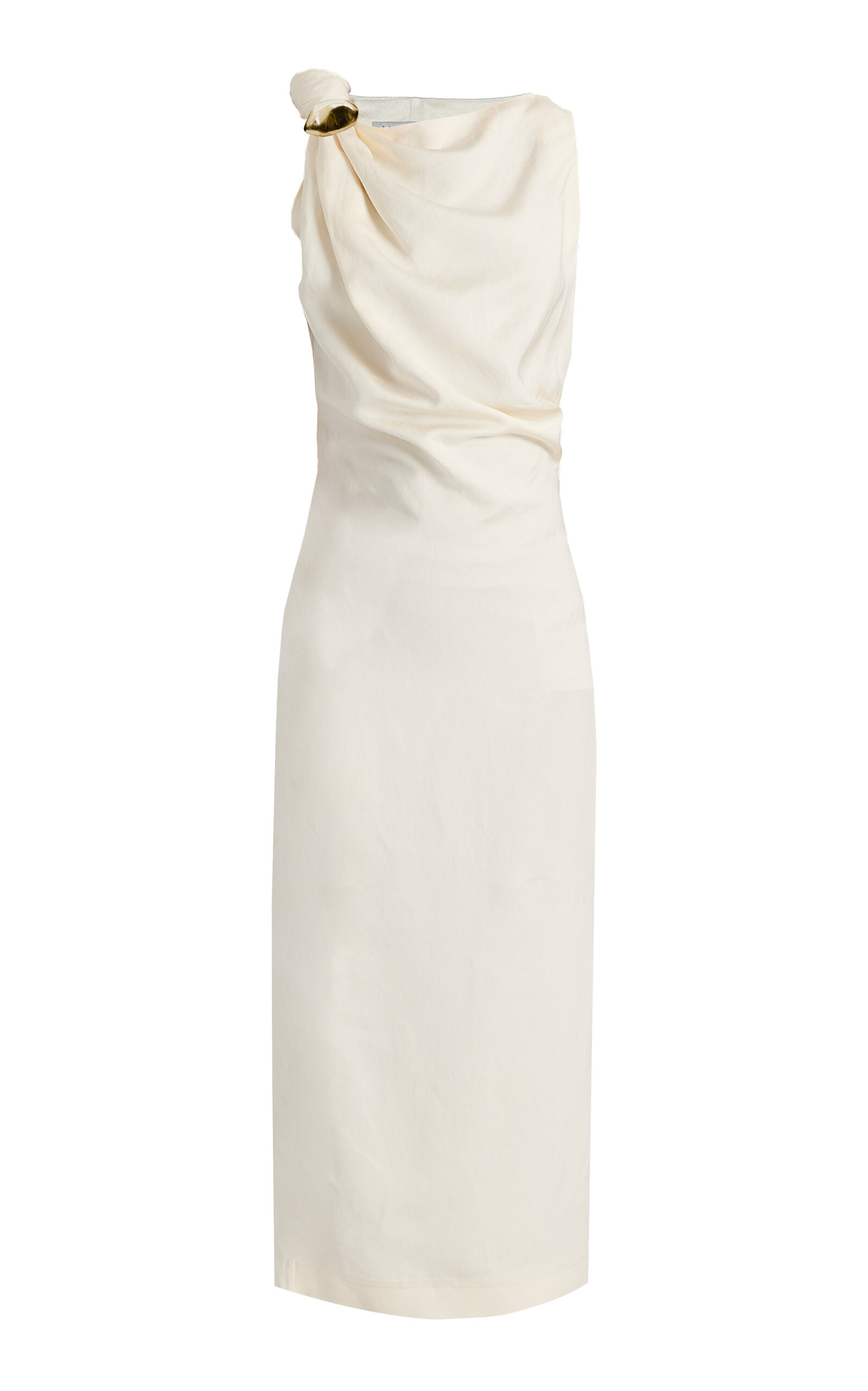 Lilac Draped Satin Maxi Dress