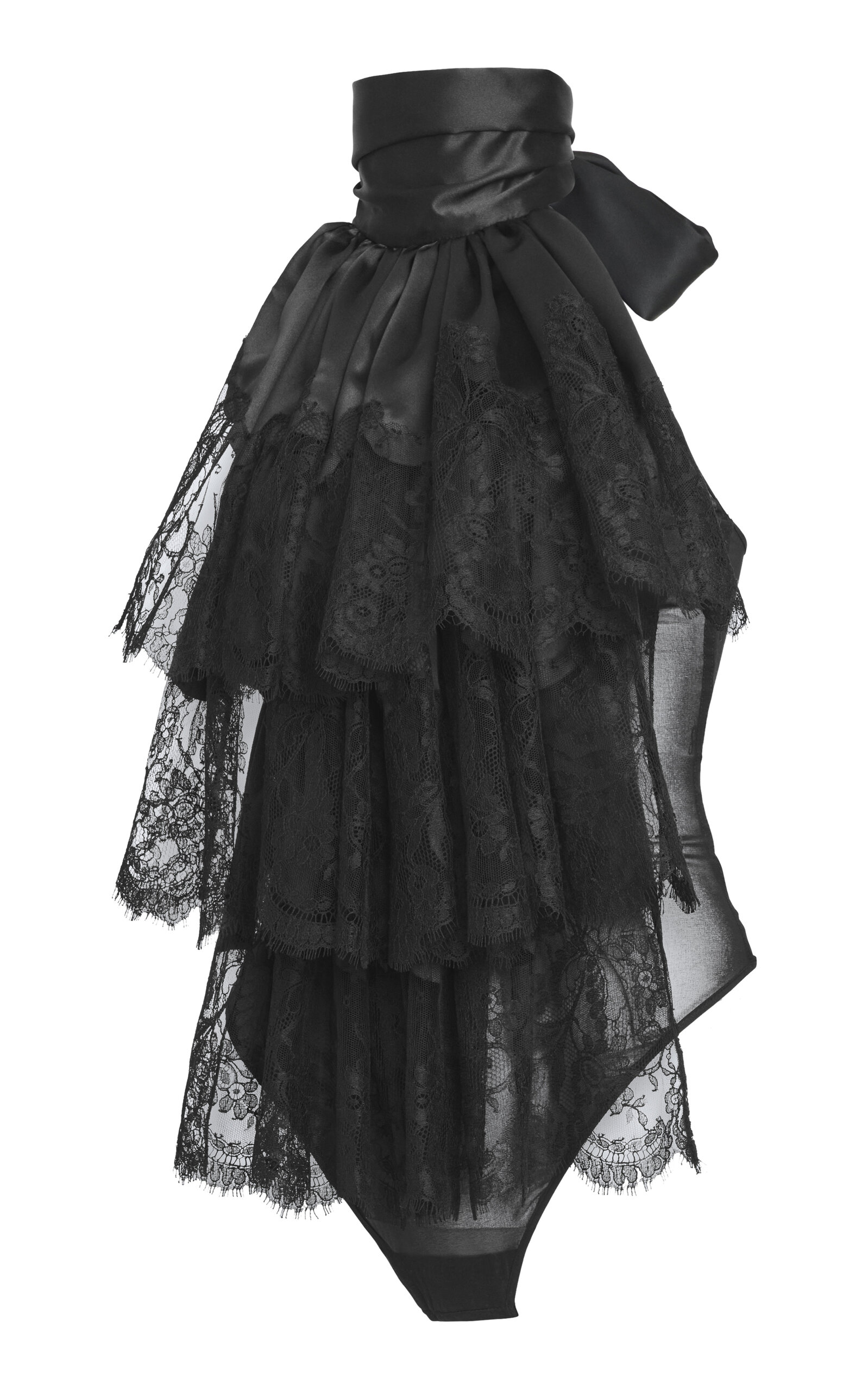 SALON 1884 Farussi Ruffled Lace Bodysuit - Black