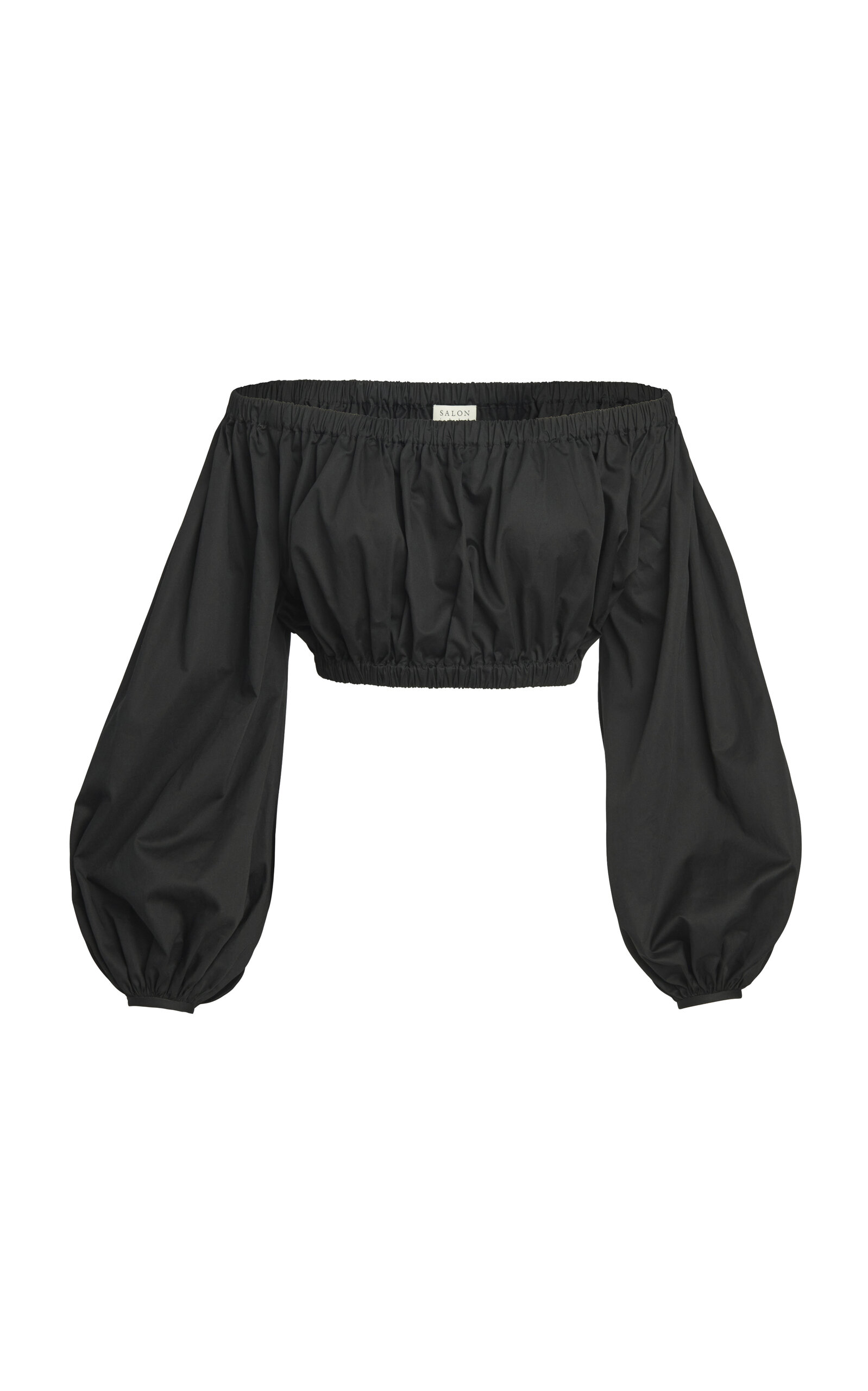 SALON 1884 Oro Off-The-Shoulder Cotton Poplin Top - Black - Women's Clothing