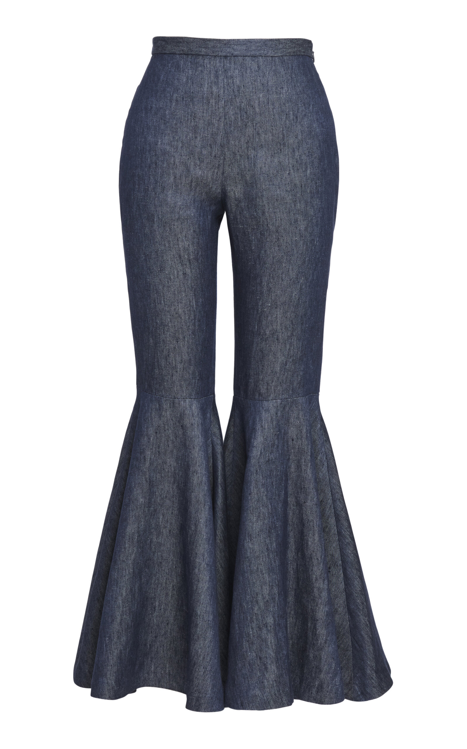 SALON 1884 Catullo Linen-Denim Flared Pants - Black